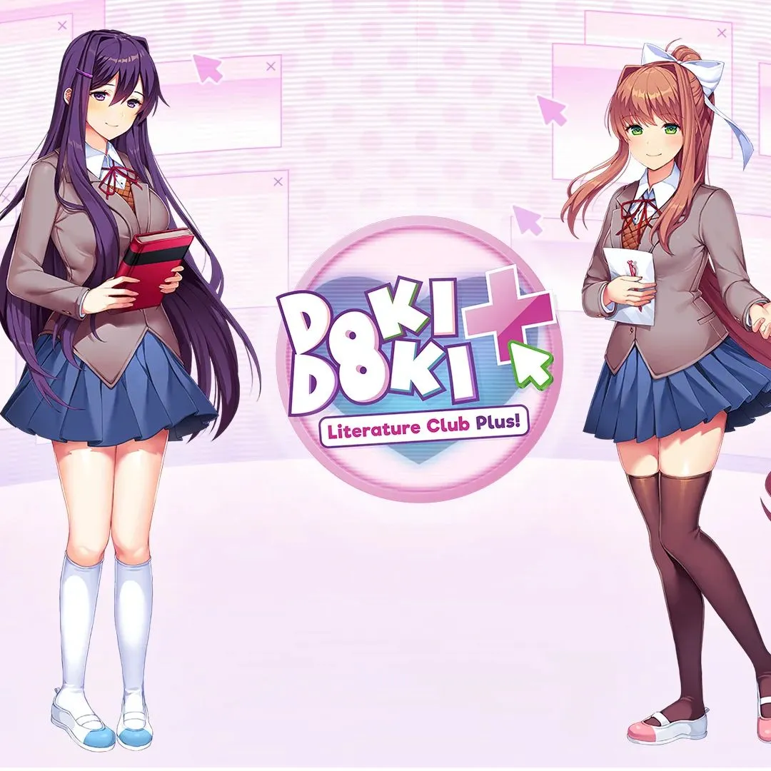 Bìa game Doki Doki Literature Club Plus, tựa game visual novel với plot twist kinh dị tâm lý.