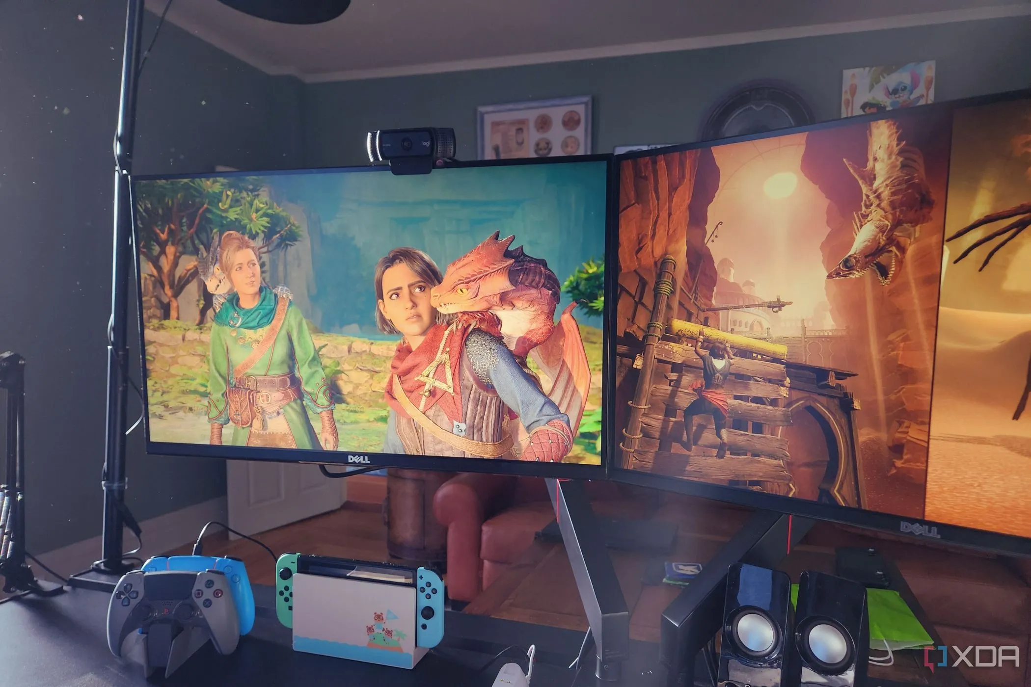 Cảnh gameplay game Split Fiction thể hiện chế độ chơi chia màn hình (split-screen co-op)