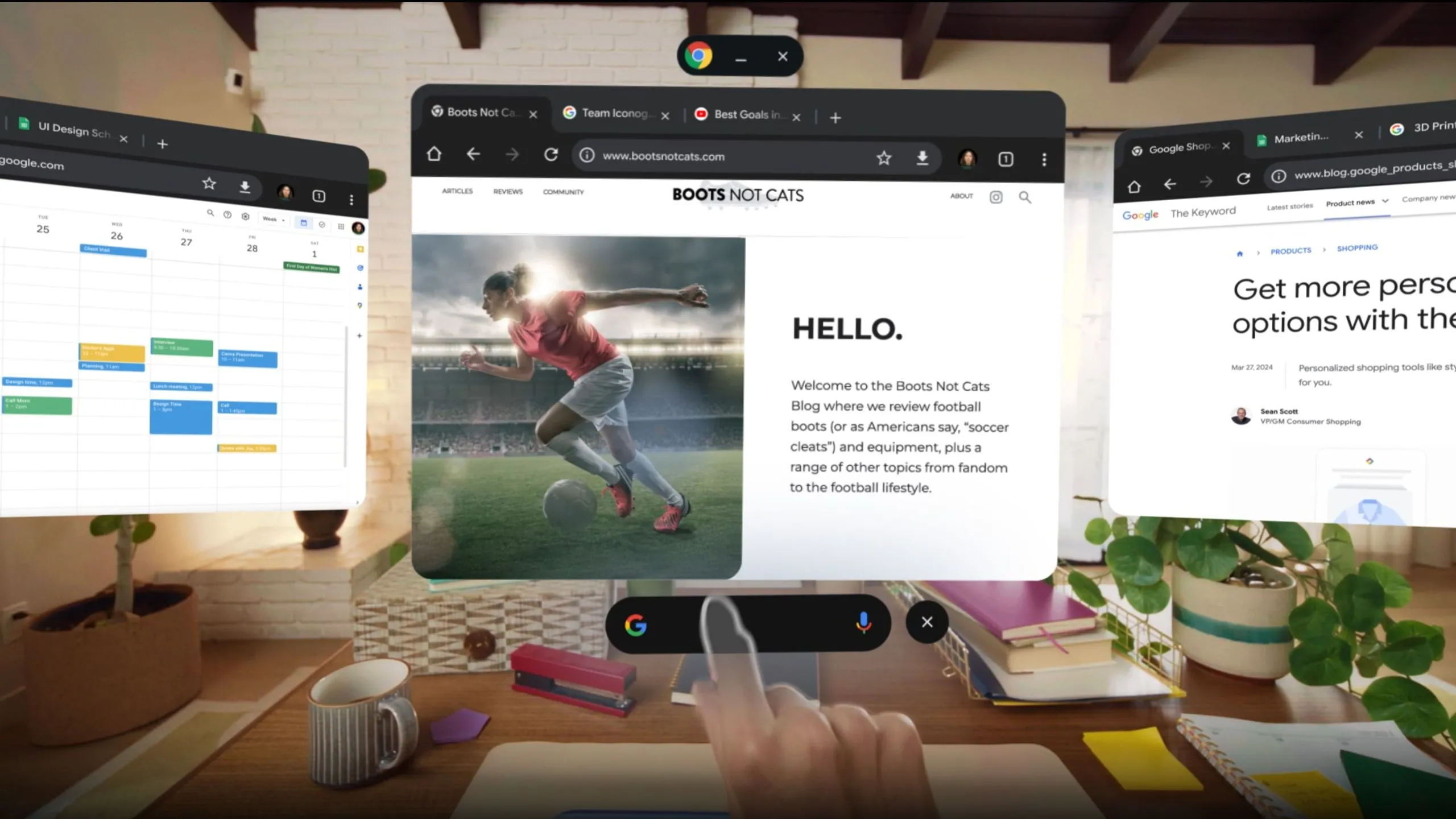 Hình ảnh concept Google Chrome chạy trên nền tảng Android XR