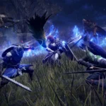 Nhóm người chơi hợp sức đối phó với một con boss khổng lồ trong chế độ co-op Elden Ring Nightreign