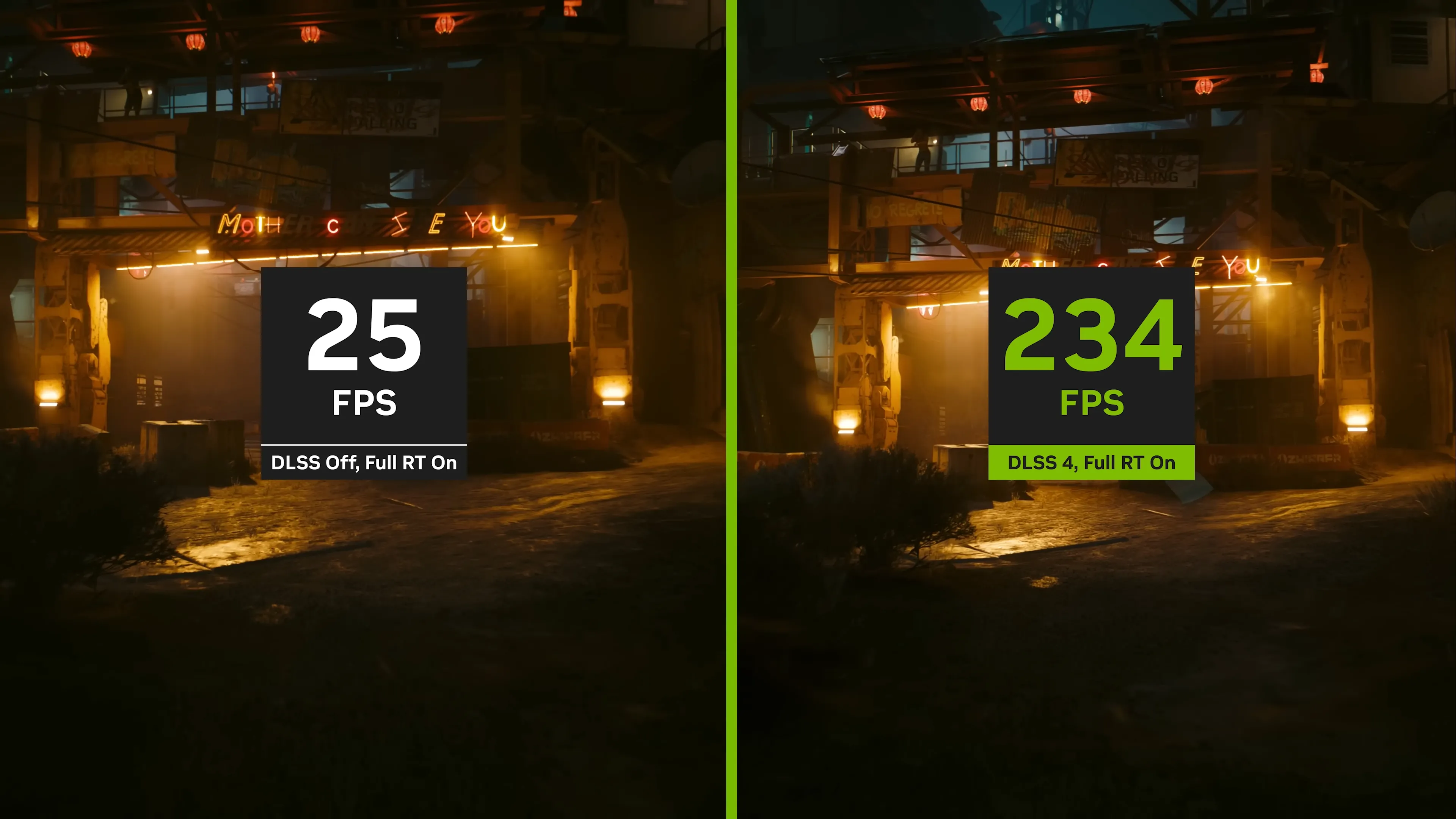 So sánh hiệu năng chơi game khi bật và tắt công nghệ DLSS 4, minh họa ứng dụng AI trong đồ họa PC