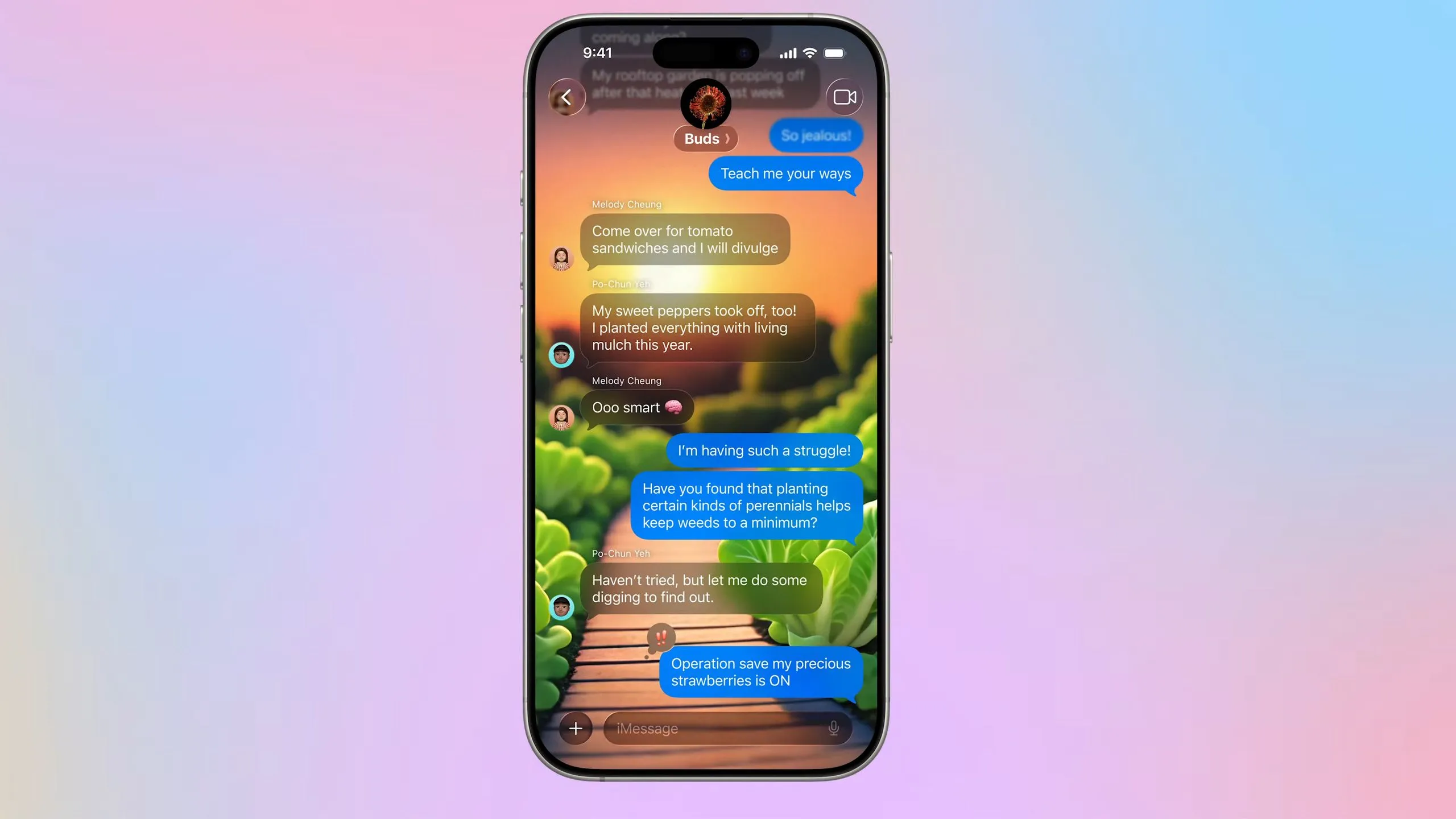 Tính năng hình nền cuộc trò chuyện nhóm trong ứng dụng Tin nhắn trên iOS 26