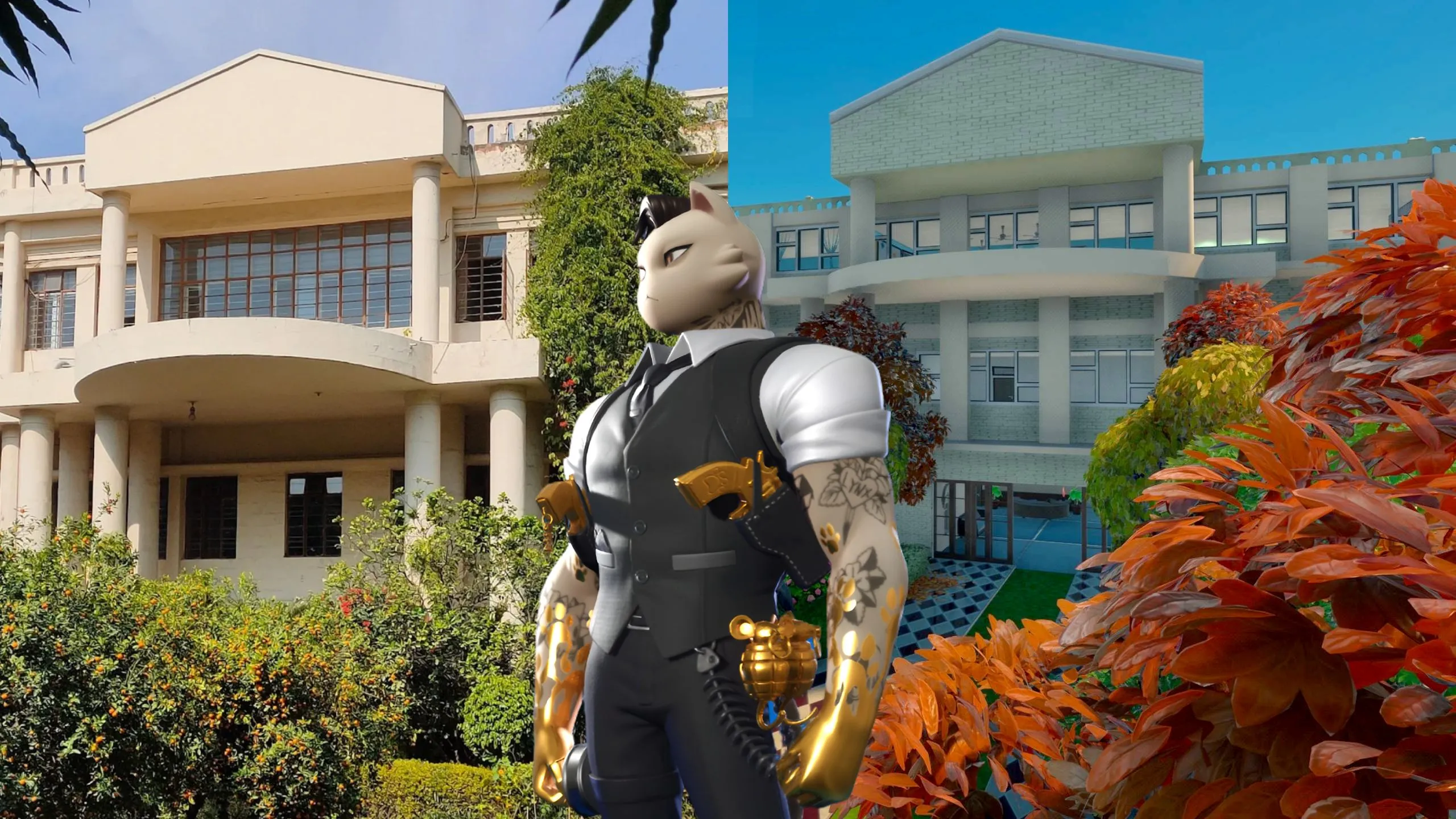 Trường trung học được tái tạo trong Fortnite, minh họa sự phức tạp và việc học 'meta' trong game hiện đại