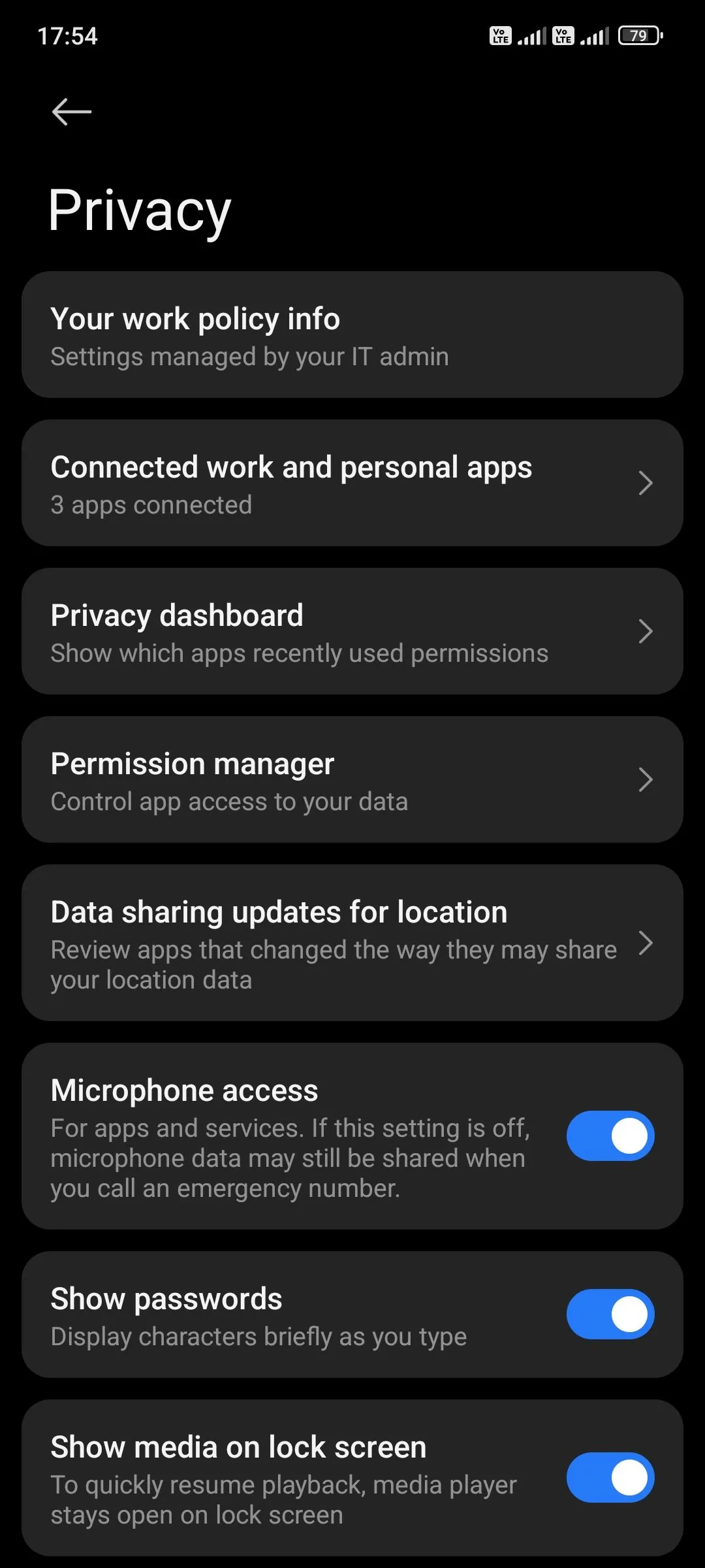 Cài đặt quyền riêng tư trên điện thoại Android, hiển thị tùy chọn 'Trình quản lý quyền'