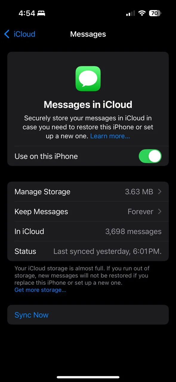 Danh sách ứng dụng sao lưu vào iCloud trong Cài đặt