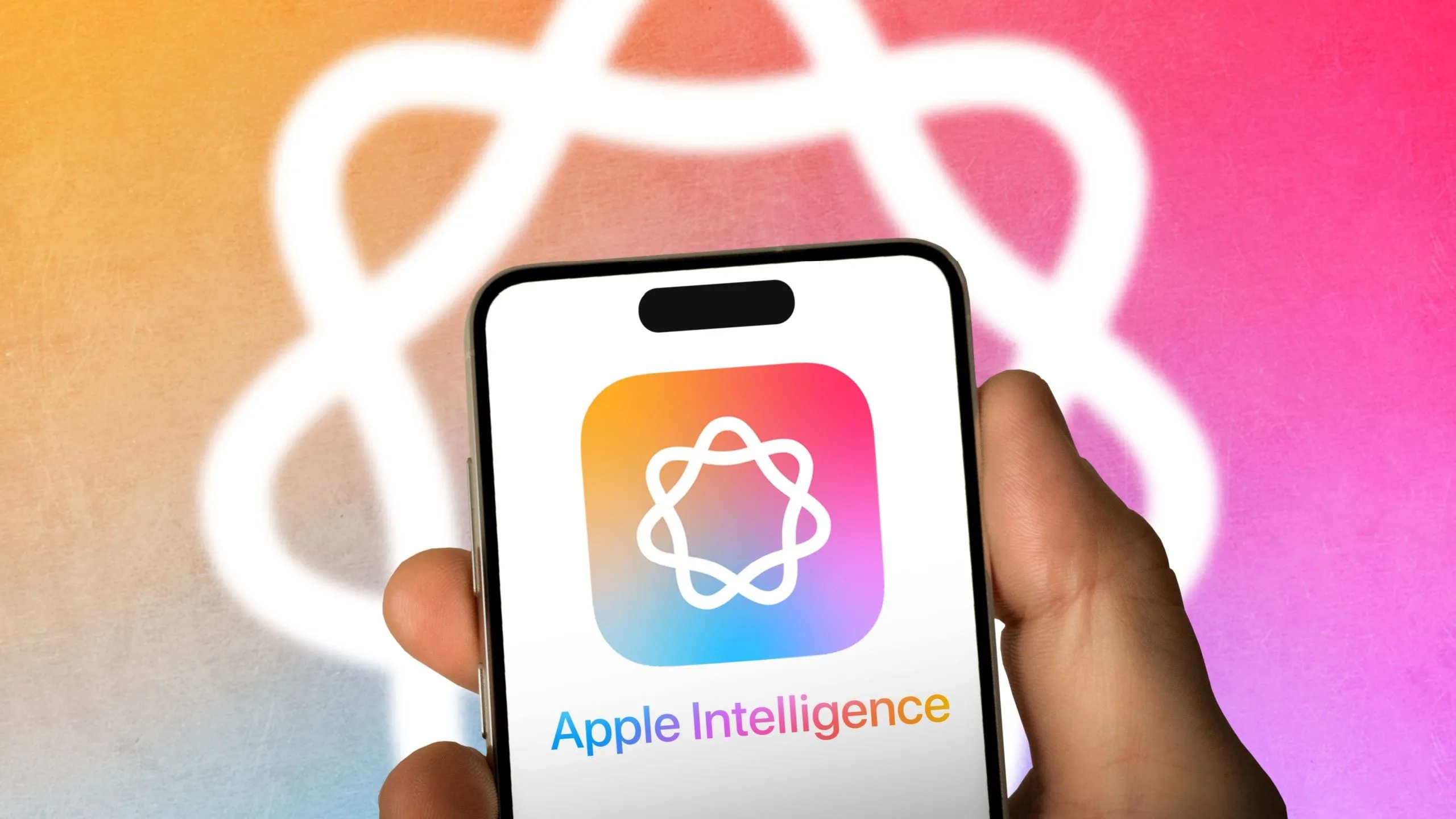 Logo Apple Intelligence trên màn hình điện thoại