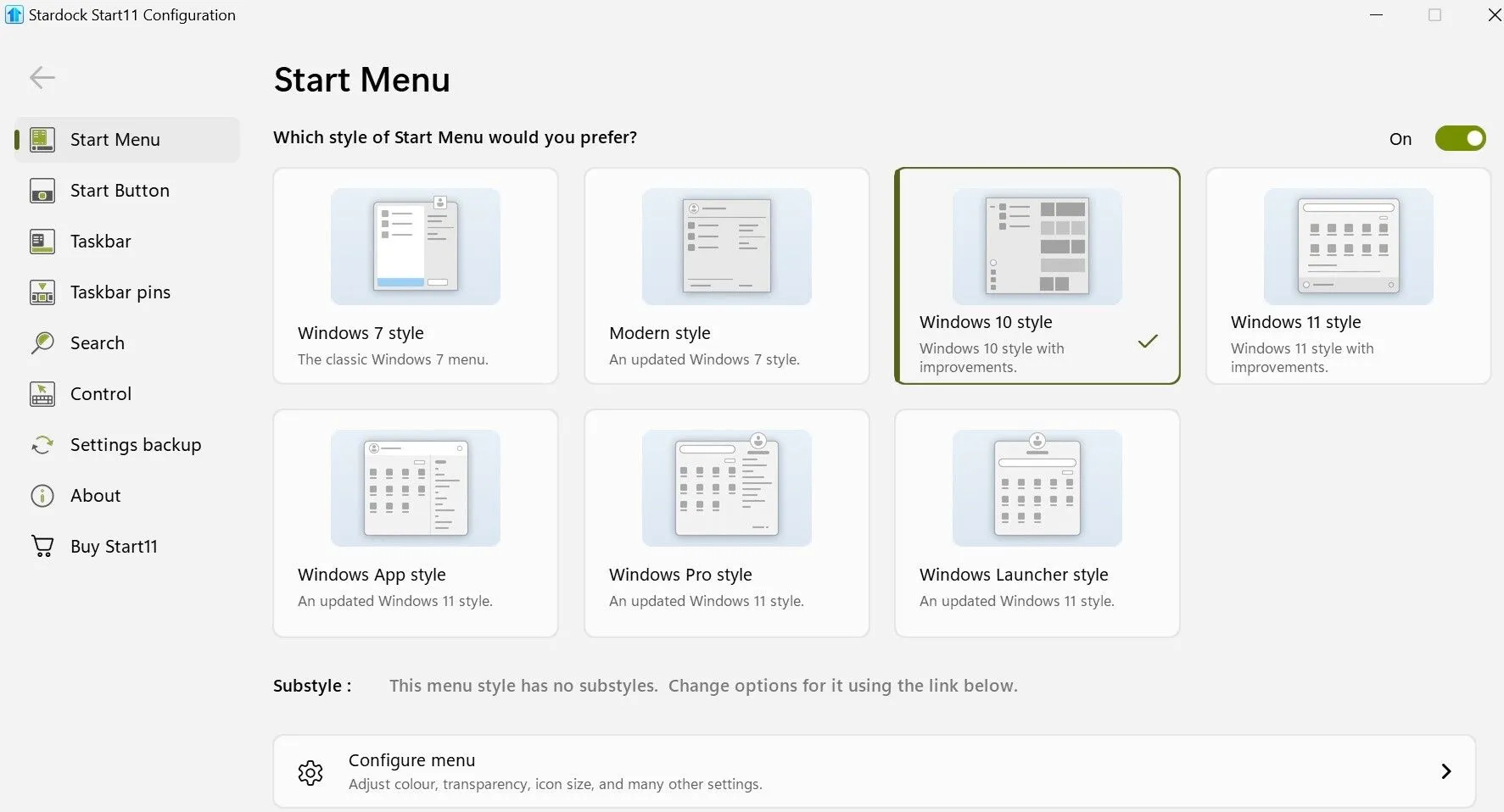 Tùy chỉnh giao diện Menu Start bằng ứng dụng Start11 trên Windows 11 với nhiều lựa chọn phong phú