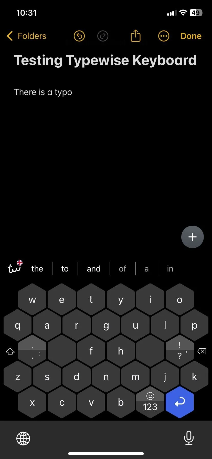 Bàn phím Typewise với bố cục lục giác độc đáo và gợi ý từ