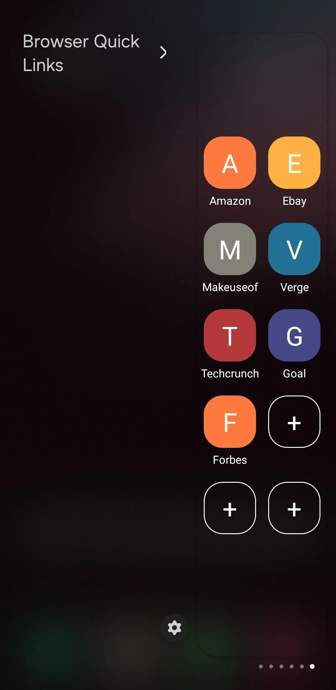 Các lối tắt truy cập website yêu thích được thêm vào Edge panel trên điện thoại Samsung