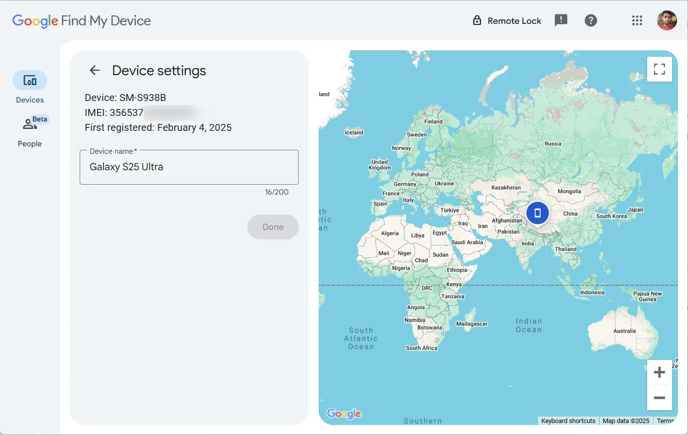 Cách kiểm tra số IMEI điện thoại Samsung thông qua Google Find My Device