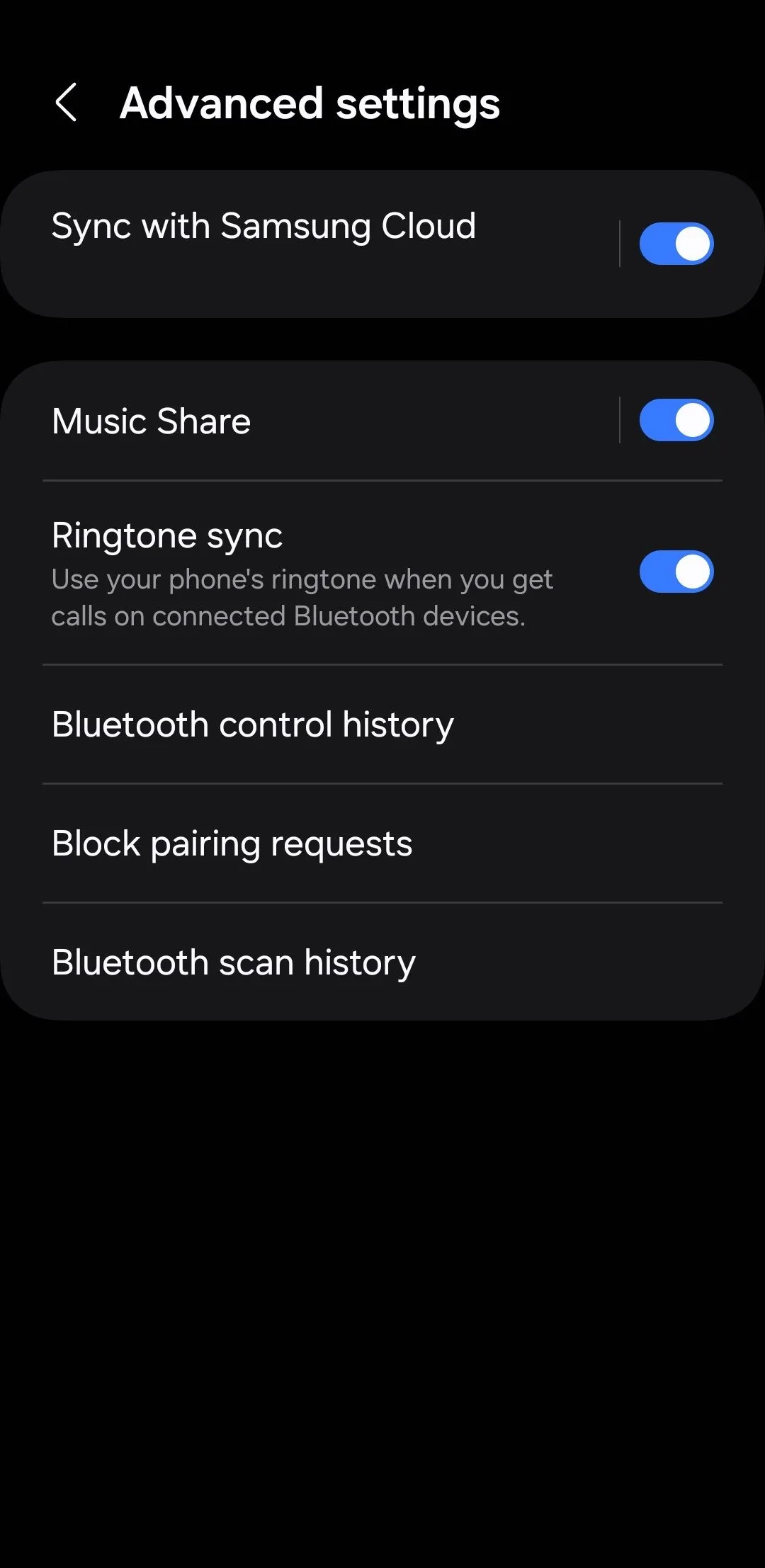 Cài đặt nâng cao Bluetooth trên điện thoại Samsung Galaxy