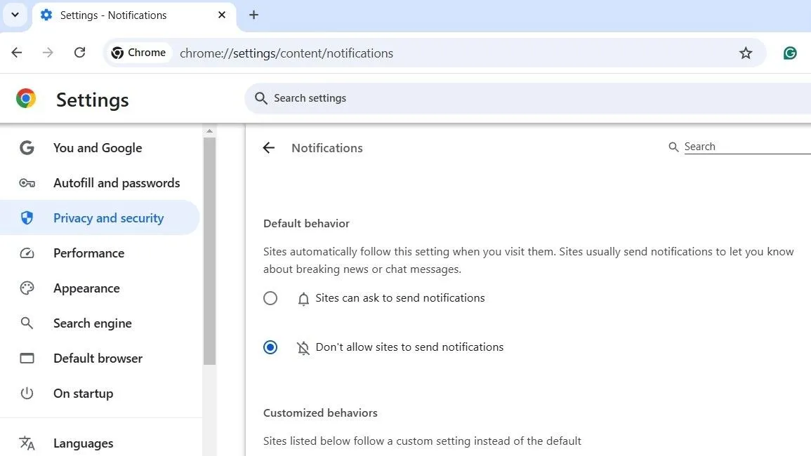 Cài đặt tắt thông báo website trong trình duyệt Google Chrome