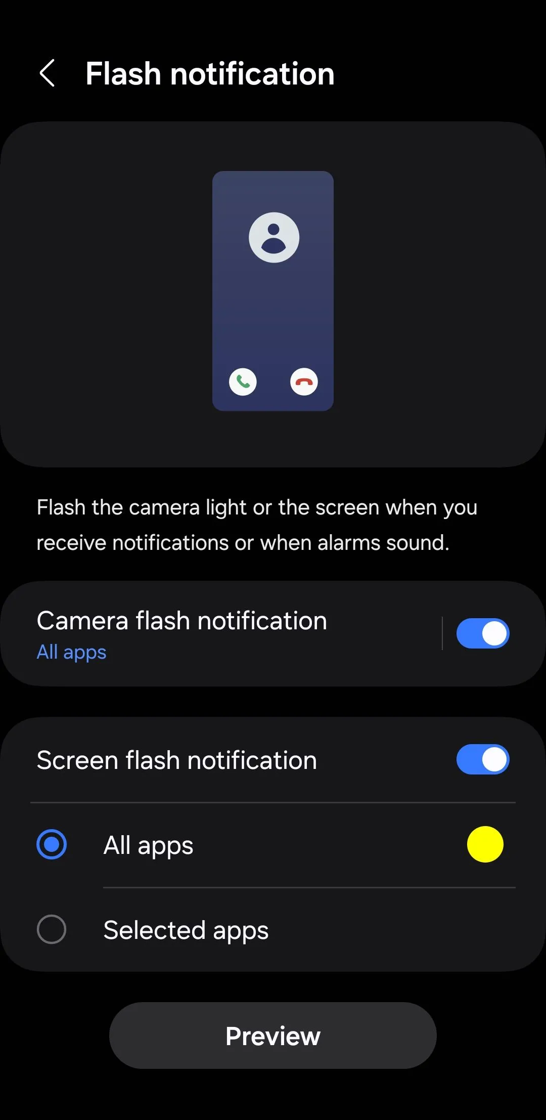 Cài đặt thông báo đèn flash camera trên Android giúp nhận biết cuộc gọi đến, tin nhắn