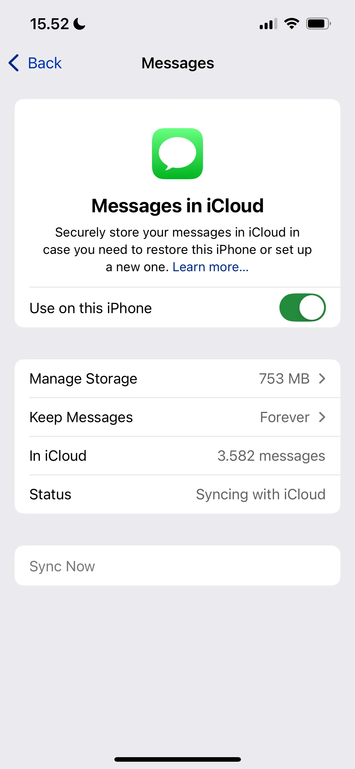 Cài đặt Tin nhắn trong iCloud trên iOS để tắt sao lưu