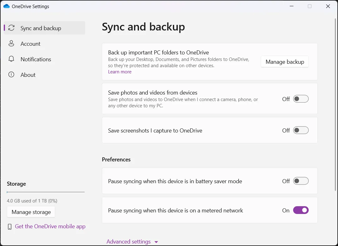 Cài đặt ứng dụng OneDrive trong Windows 11