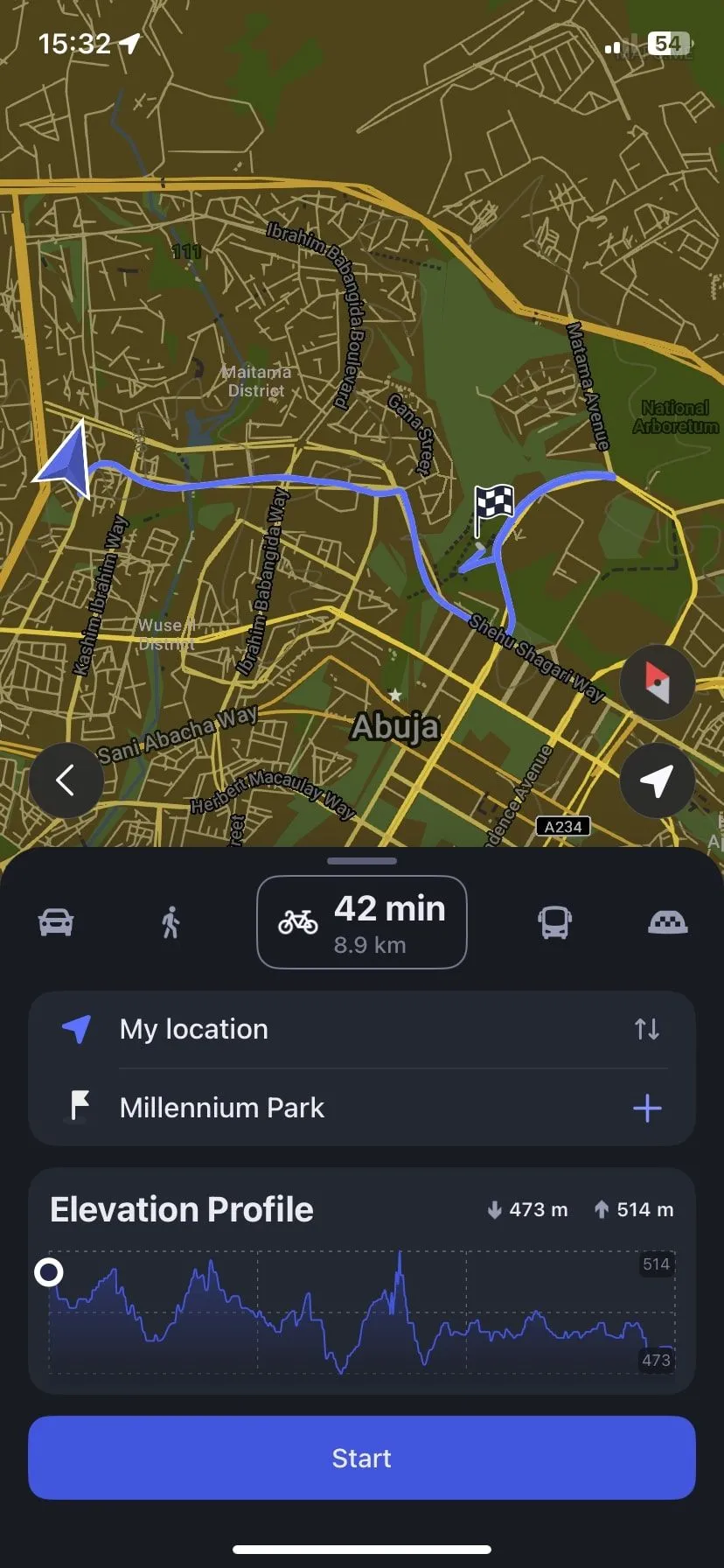 Chức năng chỉ đường xe đạp của MAPS.ME