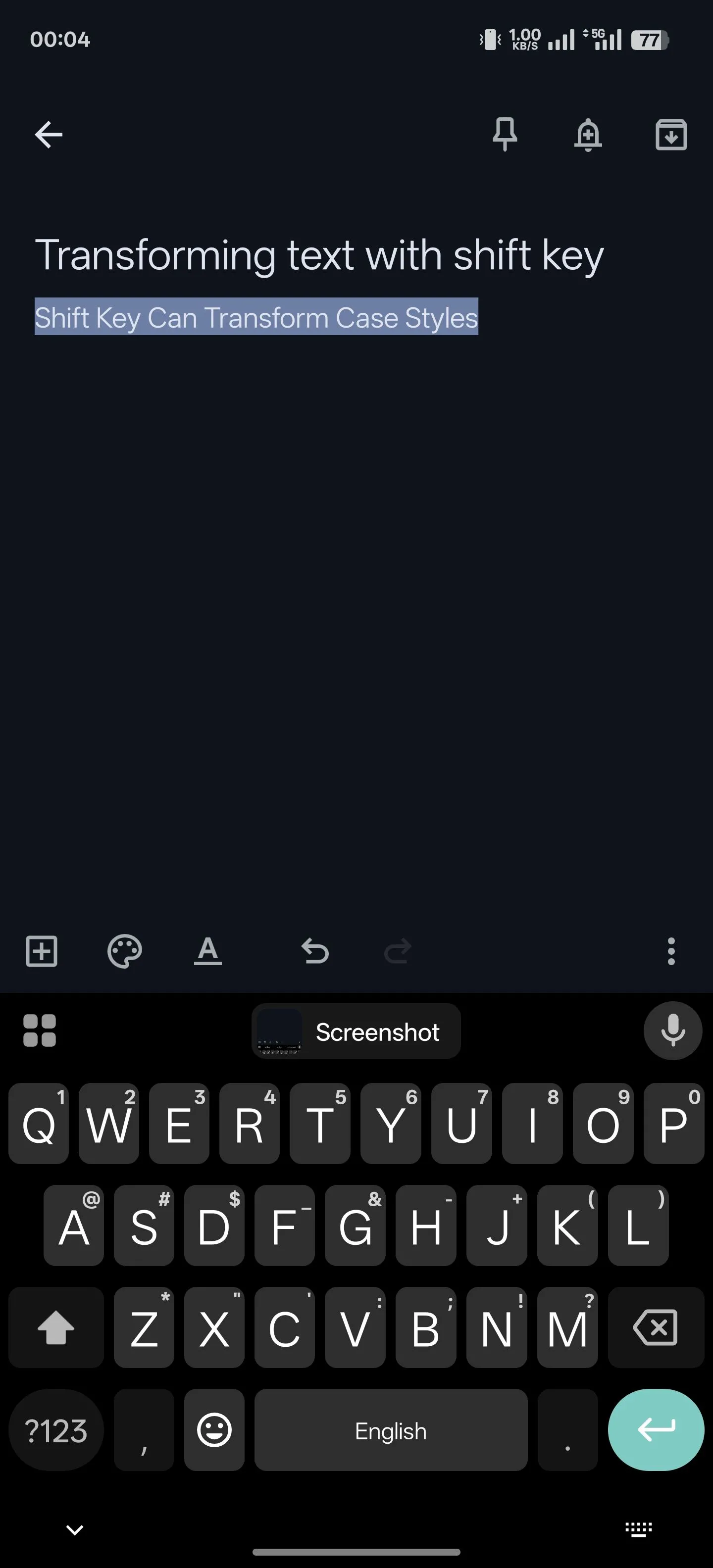 Chuyển đổi kiểu chữ (hoa, thường, viết hoa chữ cái đầu) bằng phím Shift trên Gboard.
