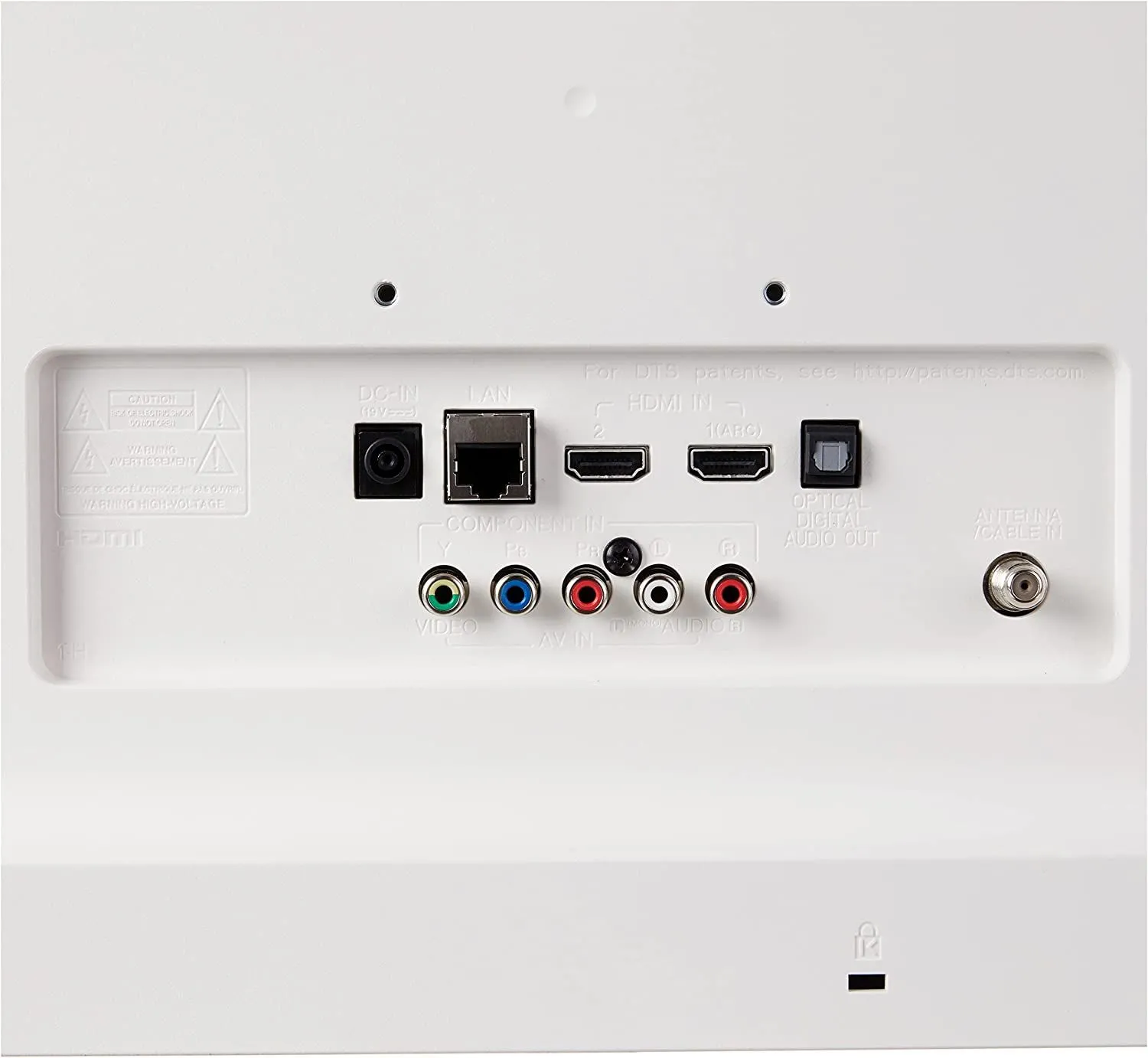 Cụm cổng kết nối bao gồm HDMI, USB và Ethernet trên Smart TV LG