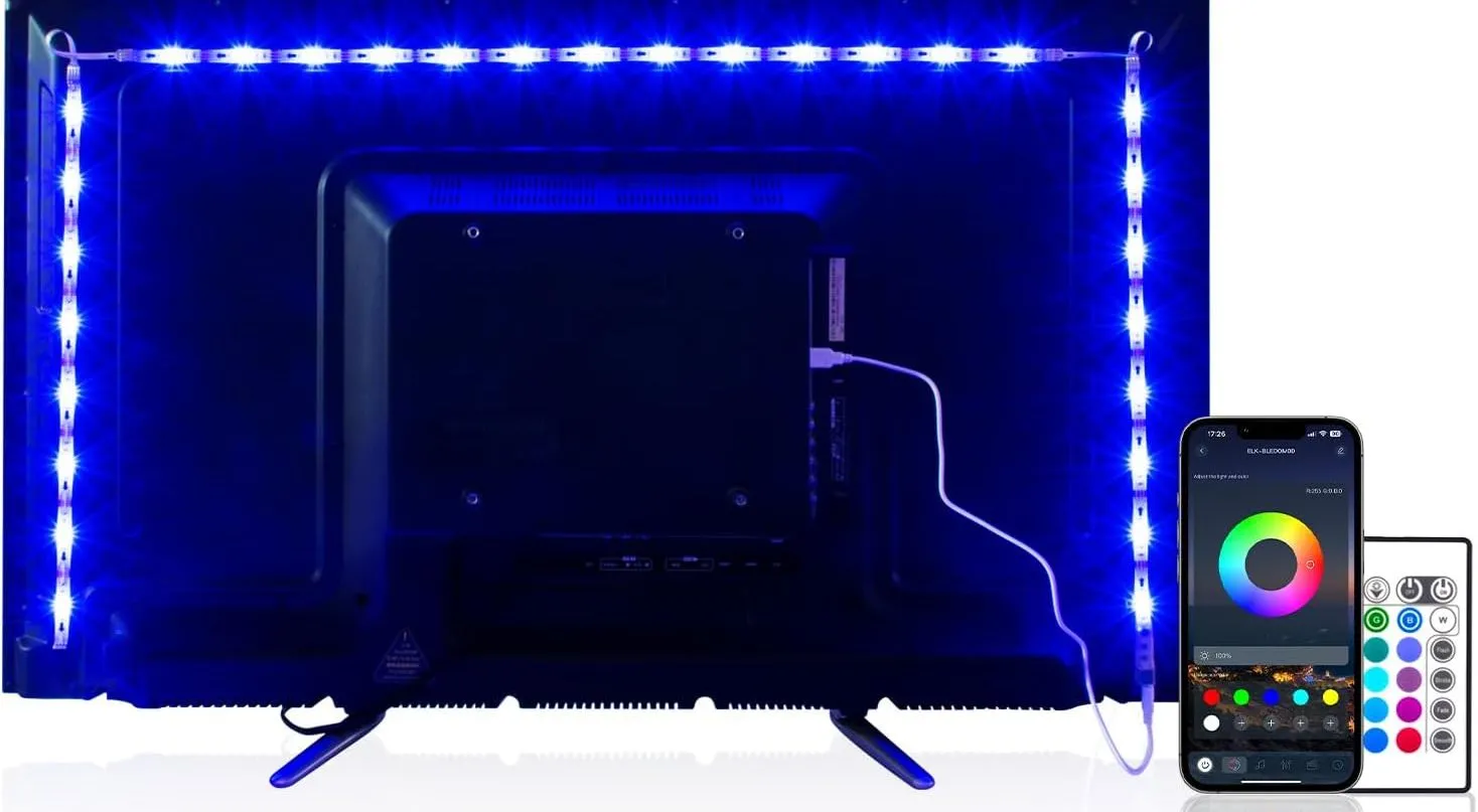 Dải đèn LED được dán vào mặt sau của TV
