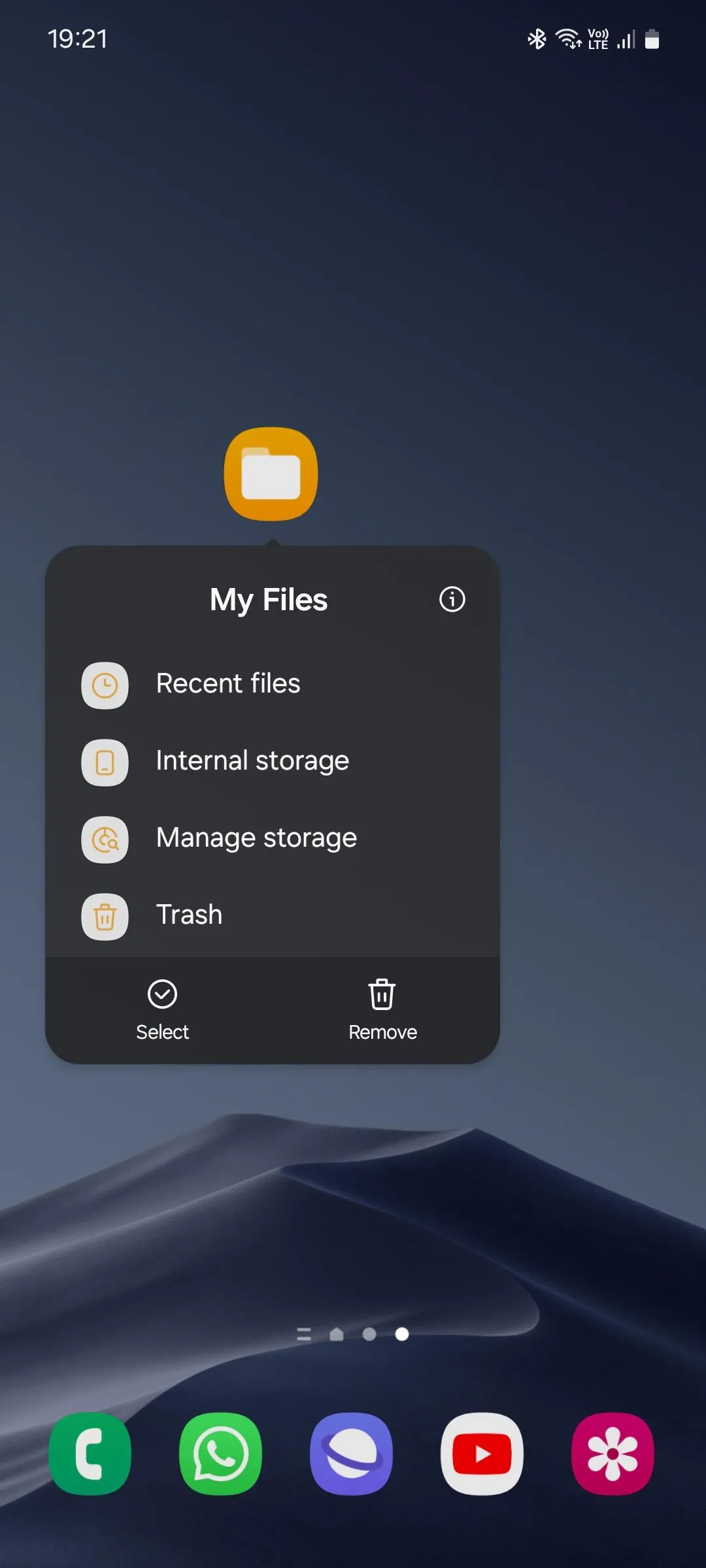 Danh sách các phím tắt của ứng dụng Tệp của tôi (My Files) trên Samsung