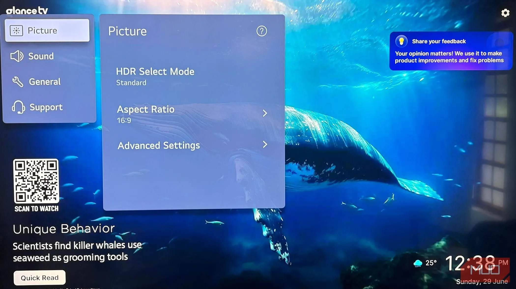 Giao diện cài đặt chế độ hình ảnh trên TV, hiển thị các tùy chọn tối ưu cho HDR