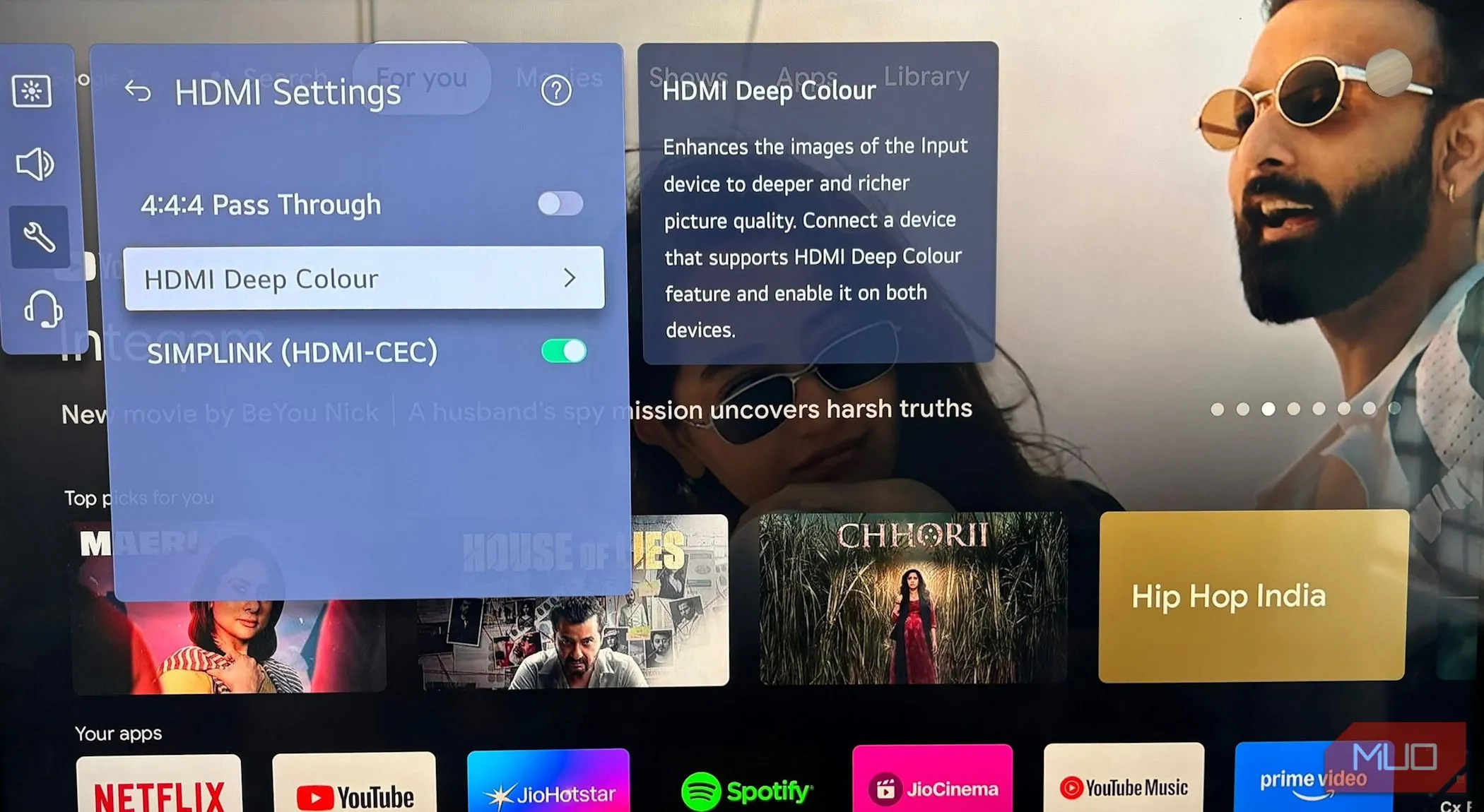 Giao diện cài đặt HDMI Deep Color trên Smart TV LG để kích hoạt đầy đủ tính năng HDR