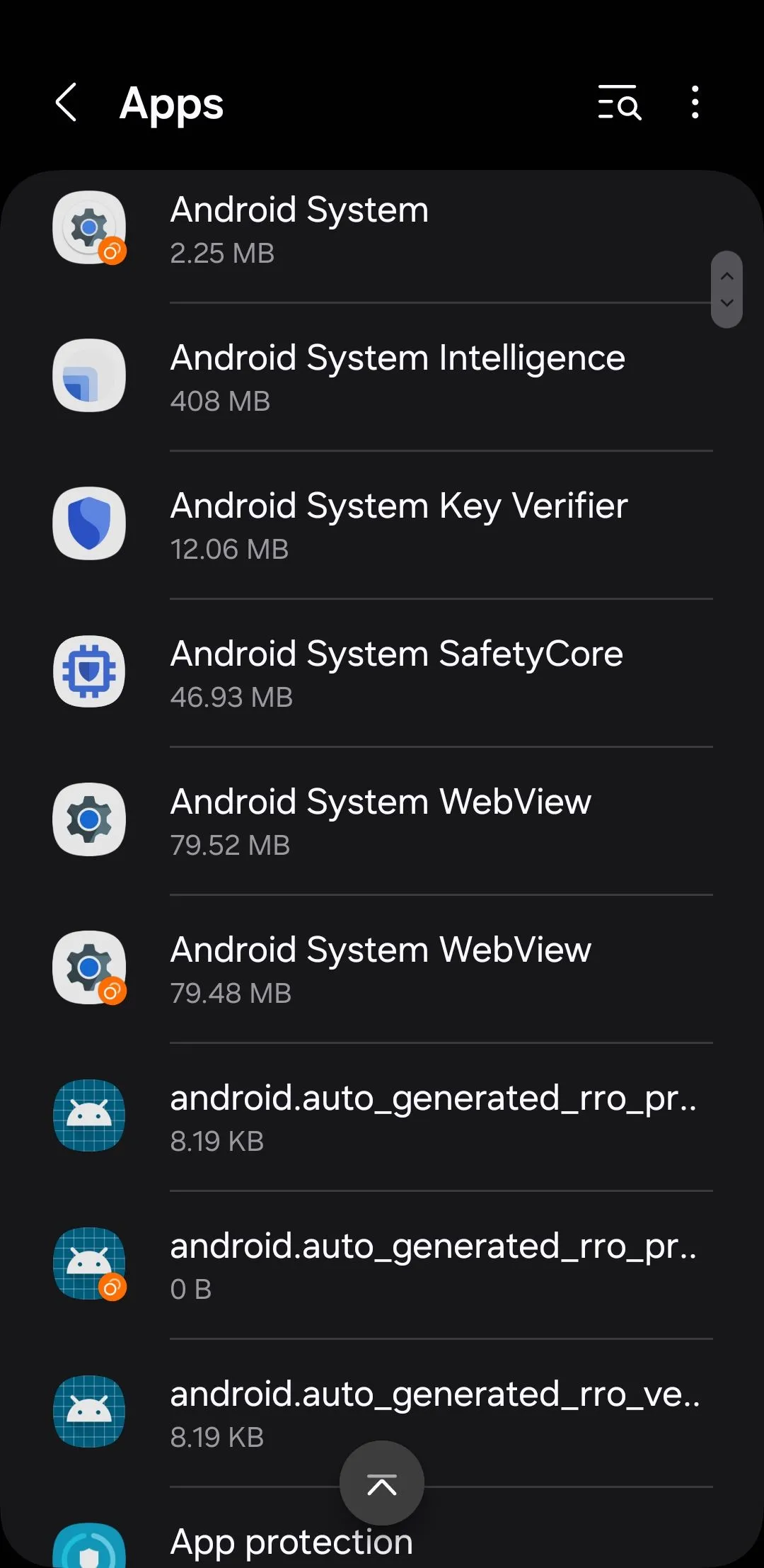 Giao diện cài đặt 'Ứng dụng' trên điện thoại Android, bước đầu tiên để quản lý ứng dụng hệ thống SafetyCore.