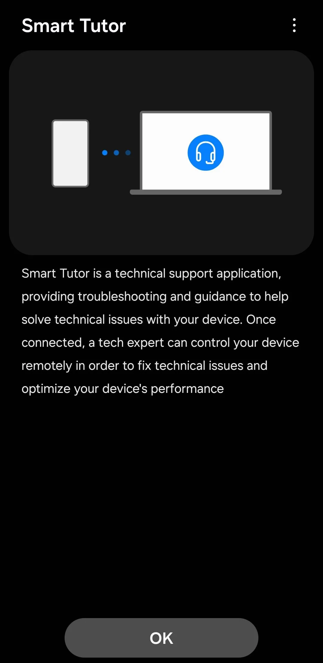 Giao diện chính của ứng dụng Smart Tutor trên điện thoại Galaxy