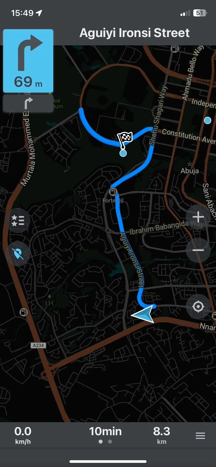 Giao diện điều hướng ngoại tuyến trên Organic Maps