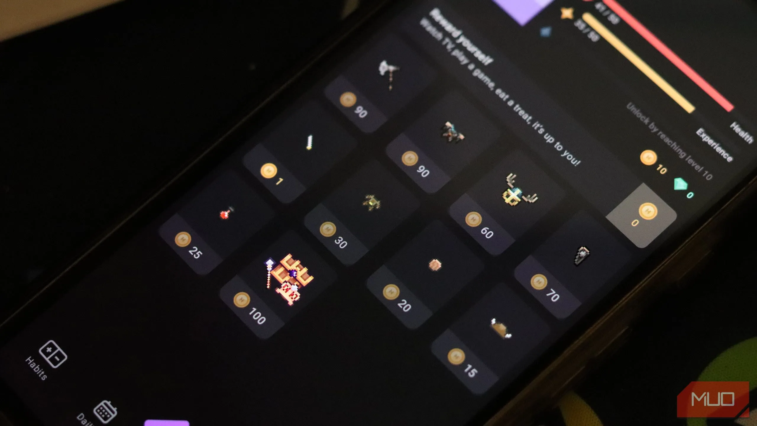 Giao diện giao dịch vật phẩm ảo trong ứng dụng Habitica
