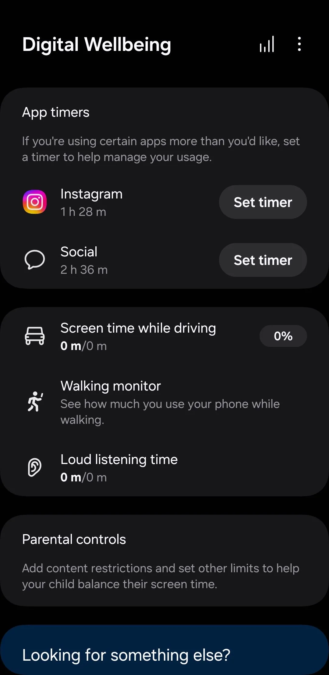 Giao diện menu Sức khỏe kỹ thuật số trên Android hiển thị các tùy chọn quản lý thời gian sử dụng