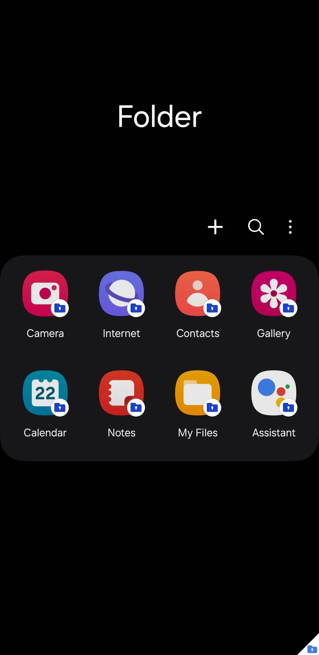 Giao diện Thư mục Bảo mật Secure Folder trên điện thoại Samsung, nơi lưu trữ an toàn các tệp tin, ảnh và ứng dụng nhạy cảm