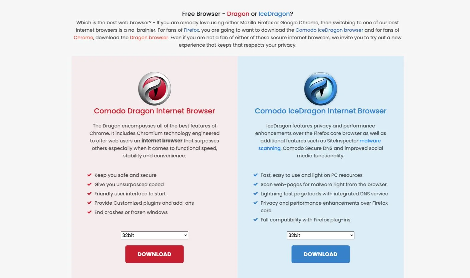 Giao diện trang chủ của Comodo Internet Browser