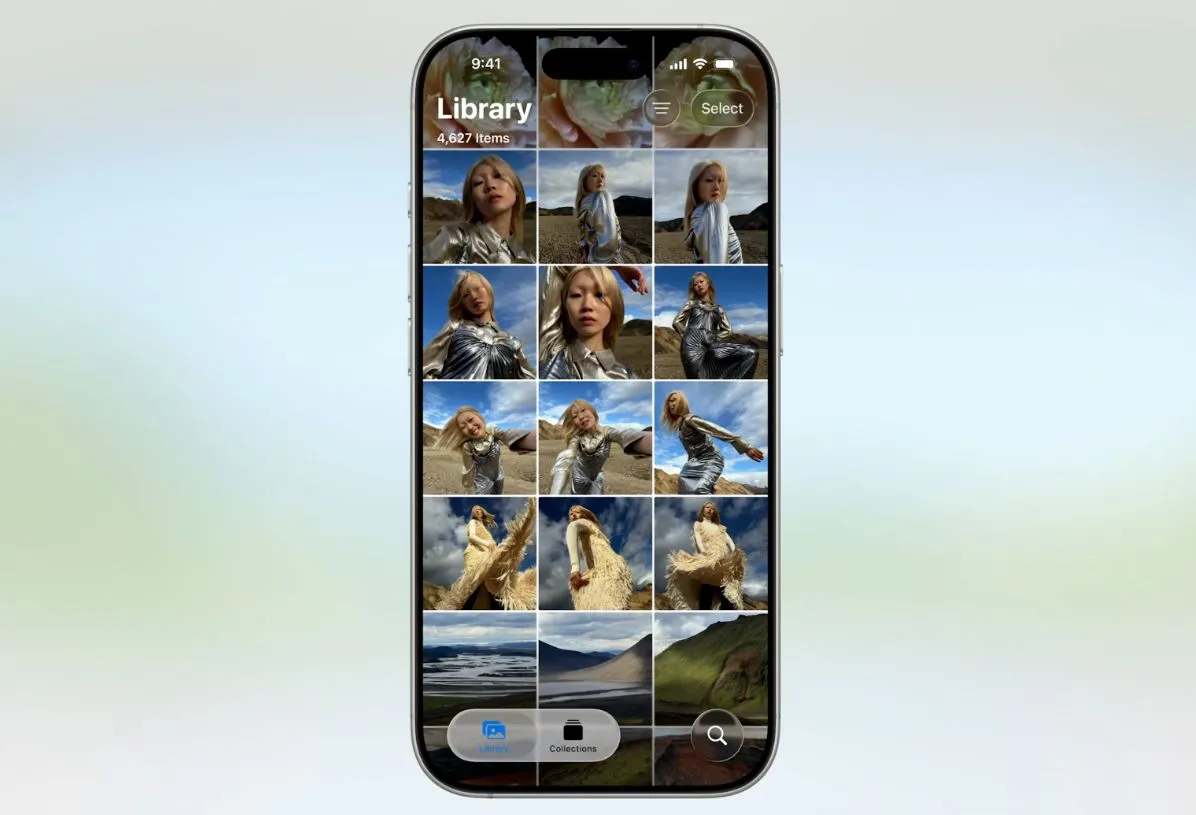 Giao diện ứng dụng Ảnh iOS 26 được thiết kế lại với tab Thư viện và Bộ sưu tập