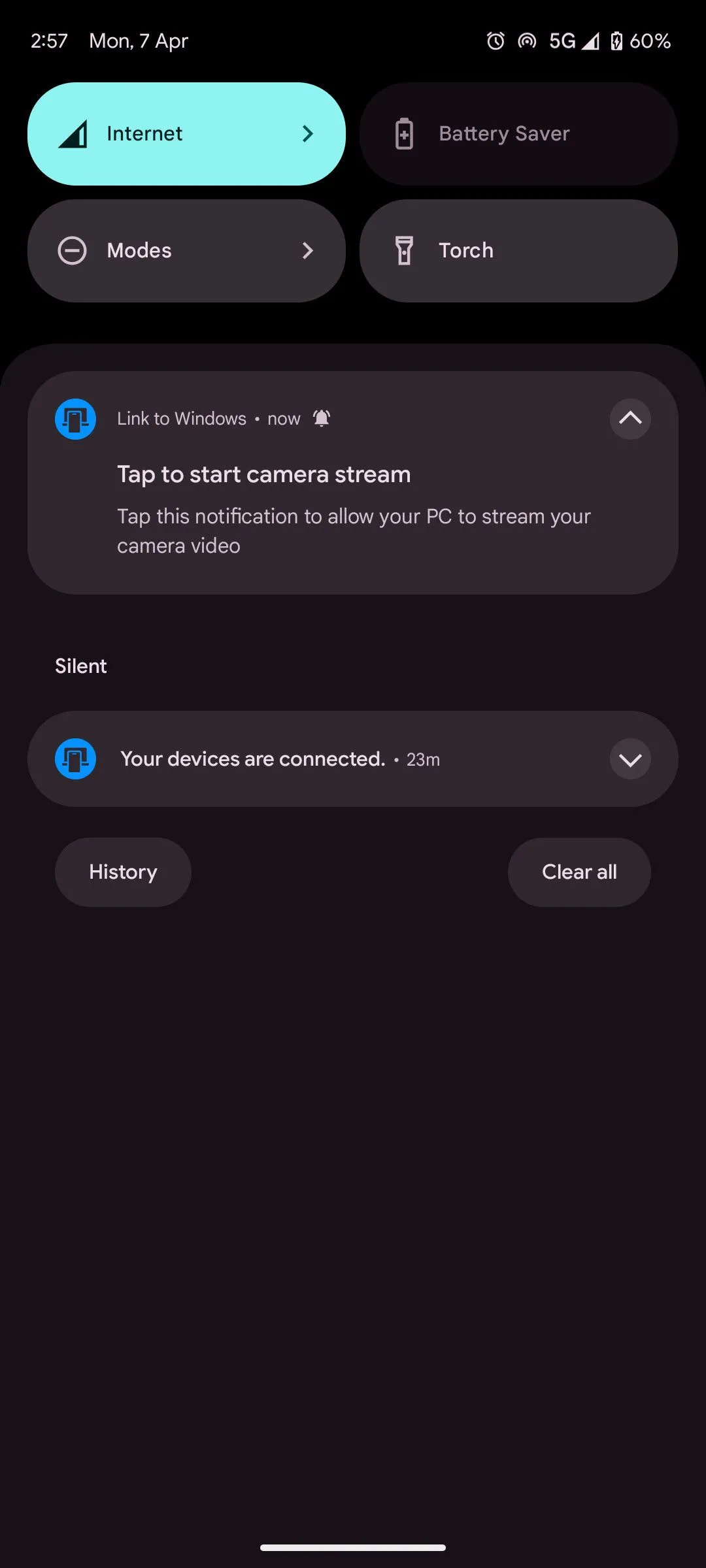 Giao diện ứng dụng gọi video trên Windows sử dụng điện thoại làm webcam không dây thông qua Phone Link