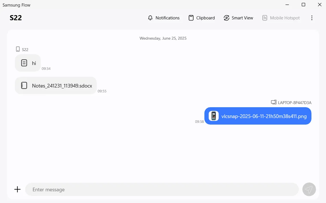 Giao diện ứng dụng Samsung Flow trên máy tính Windows để quản lý file