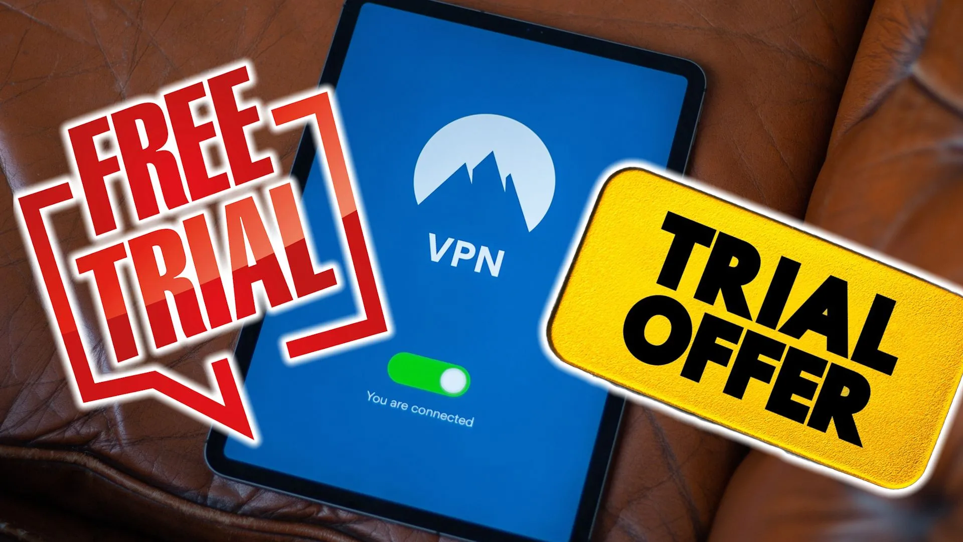 Hình ảnh minh họa các ưu đãi dịch vụ VPN với bảng hiệu 'dùng thử miễn phí', gợi ý các chương trình khuyến mãi theo mùa của VPN.