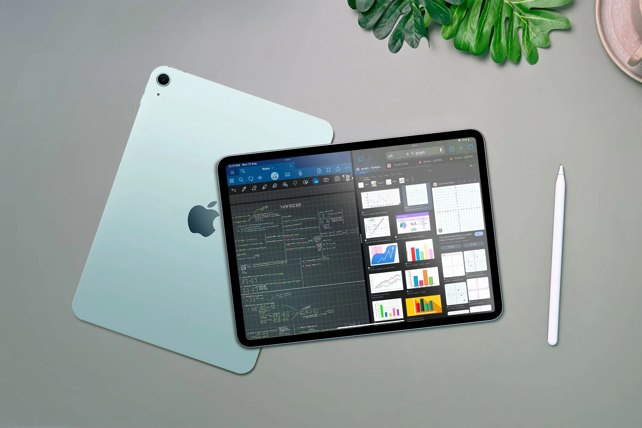 iPad hiển thị hai ứng dụng chạy song song trên màn hình chia đôi