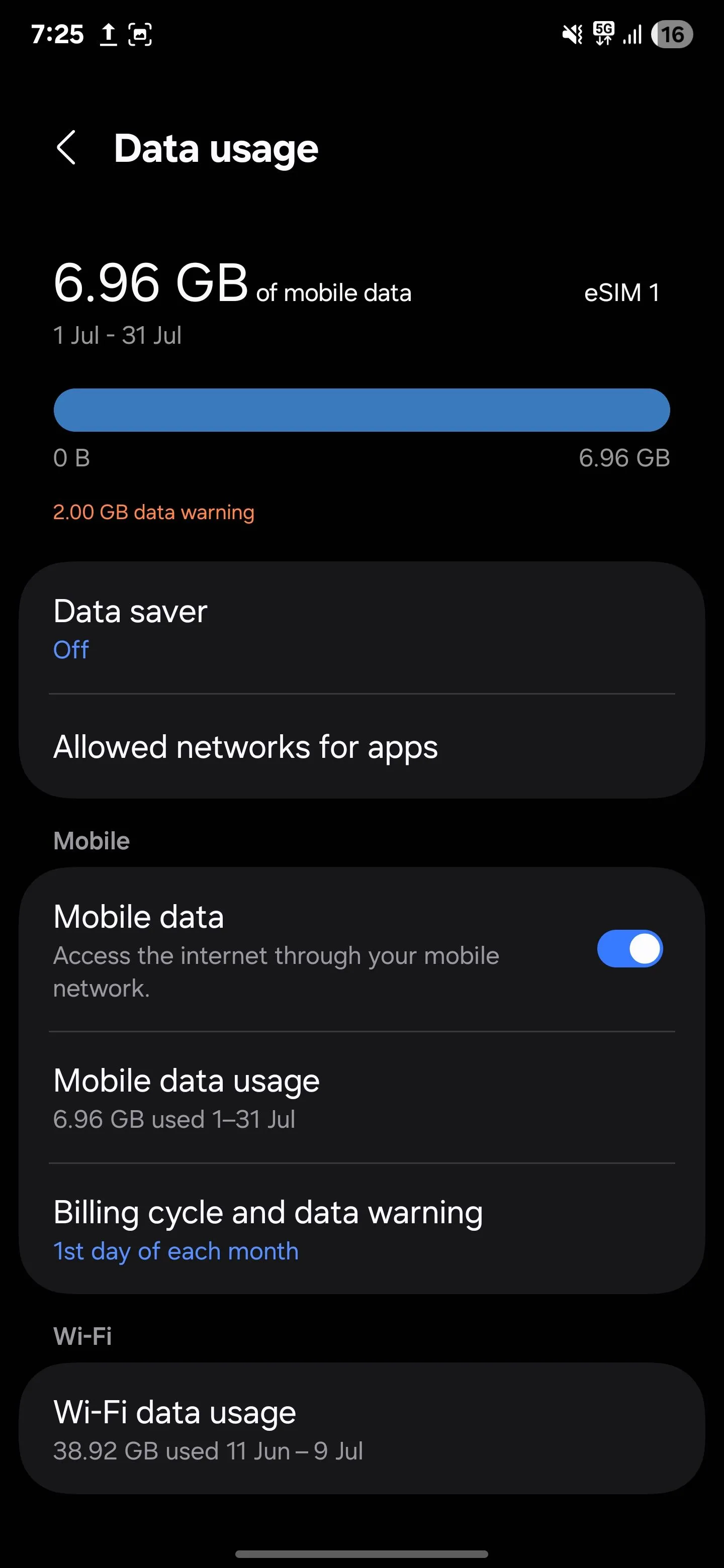 Kiểm tra và quản lý mức sử dụng dữ liệu di động của ứng dụng trên Samsung