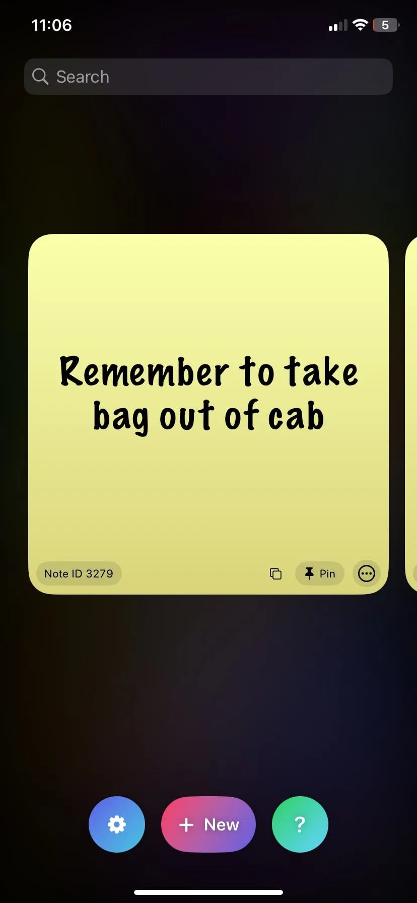 Màn hình chính của ứng dụng Sticky Widgets