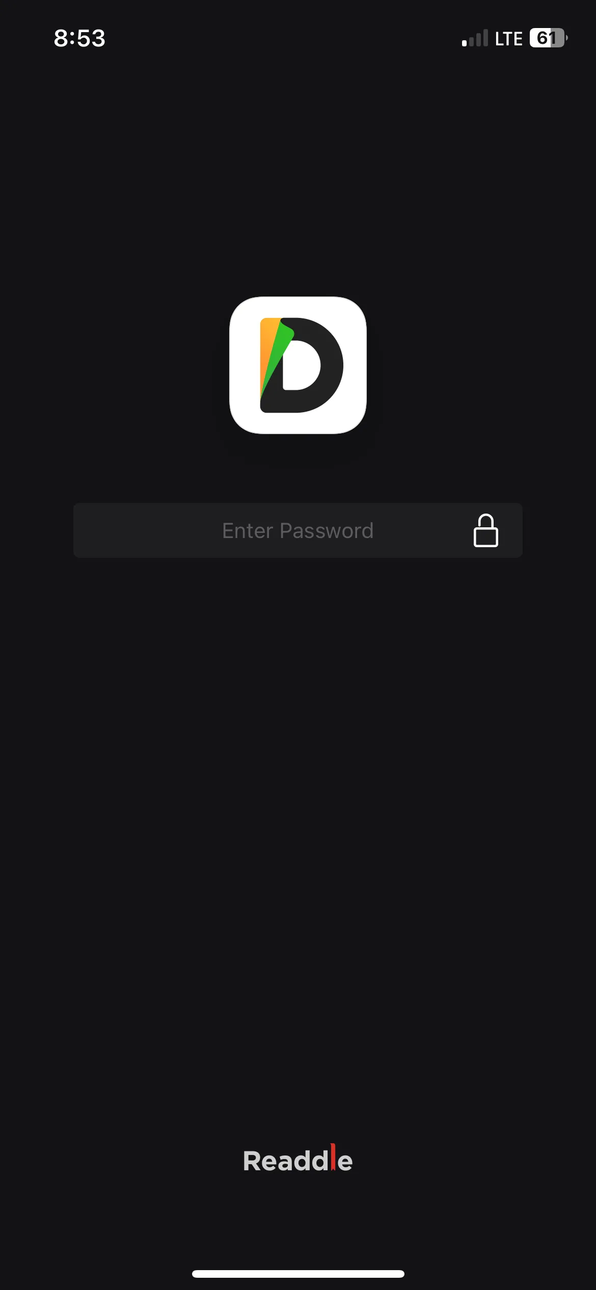 Màn hình yêu cầu mật mã bảo mật của ứng dụng Documents by Readdle trên iPhone