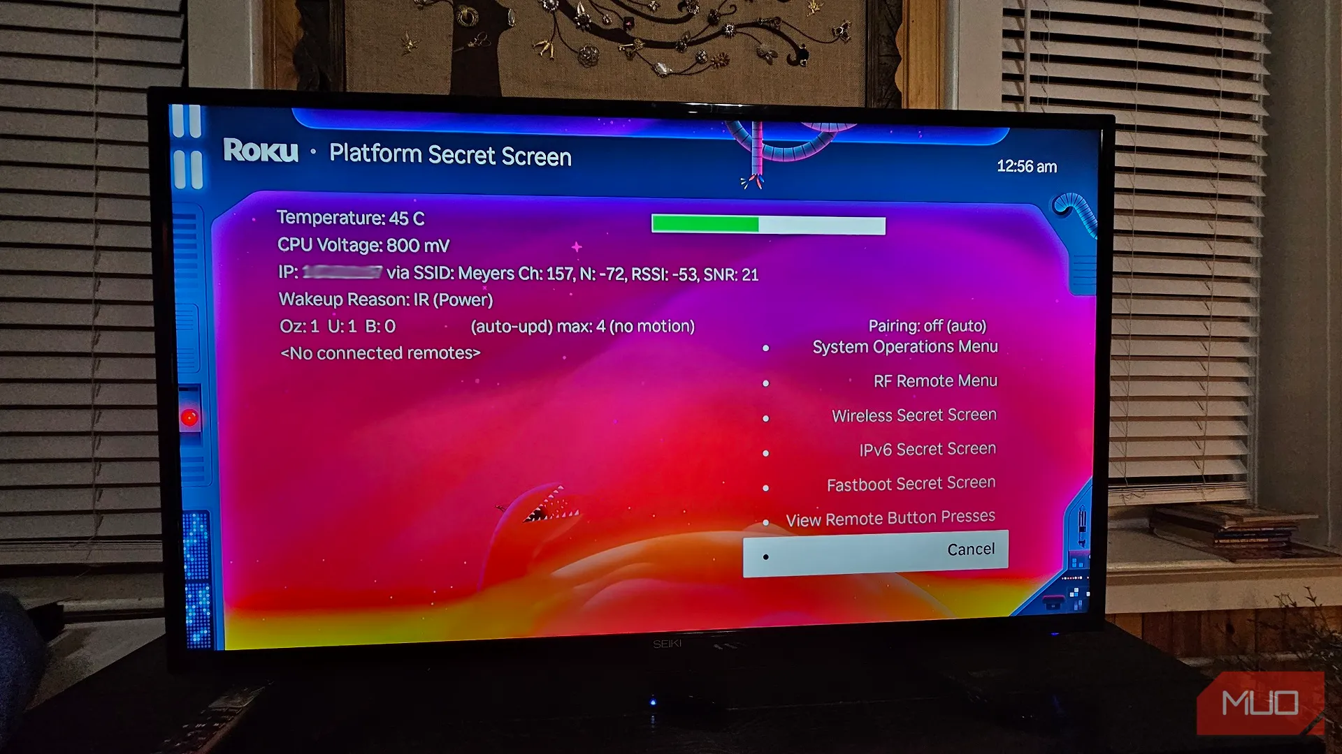 Menu Bí mật Nền tảng Roku hiển thị điện áp và nhiệt độ CPU
