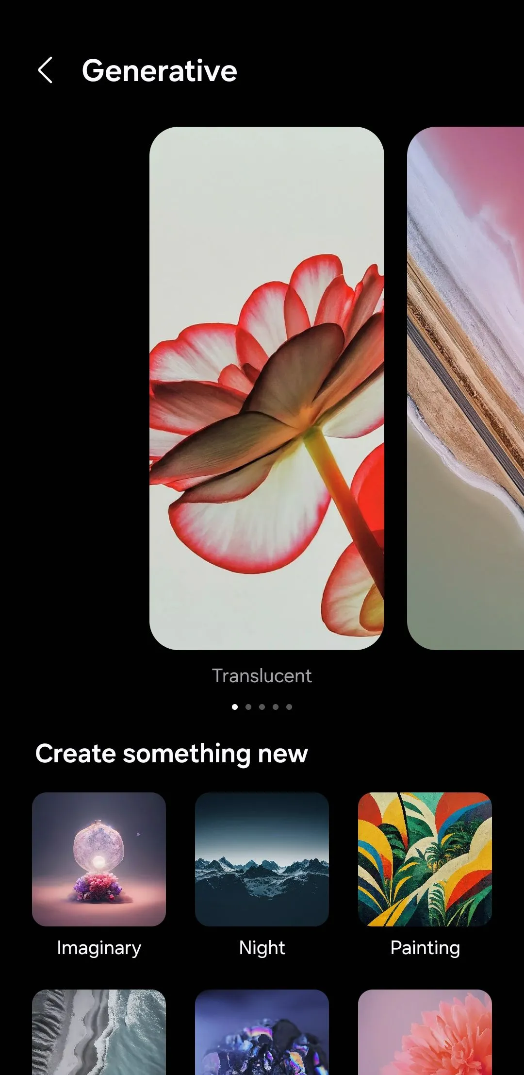Menu tạo hình nền bằng Generative Wallpapers trên điện thoại Samsung Galaxy
