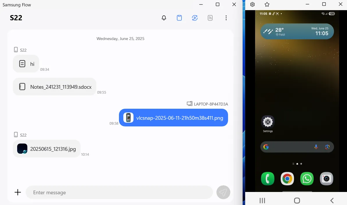 Phản chiếu màn hình điện thoại Samsung Galaxy lên máy tính PC qua Samsung Flow Smart View