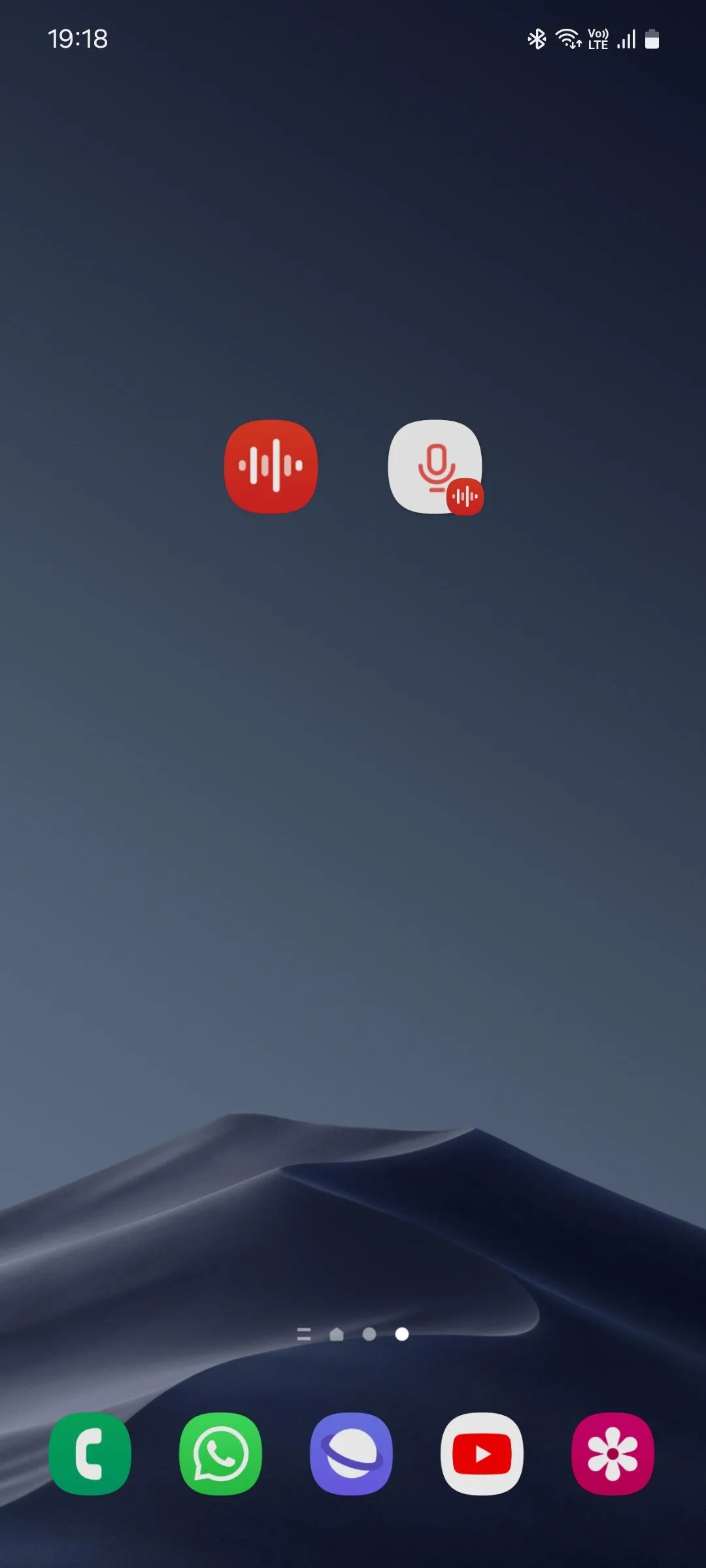 Phím tắt &quot;Bắt đầu ghi âm&quot; của Samsung Voice Recorder