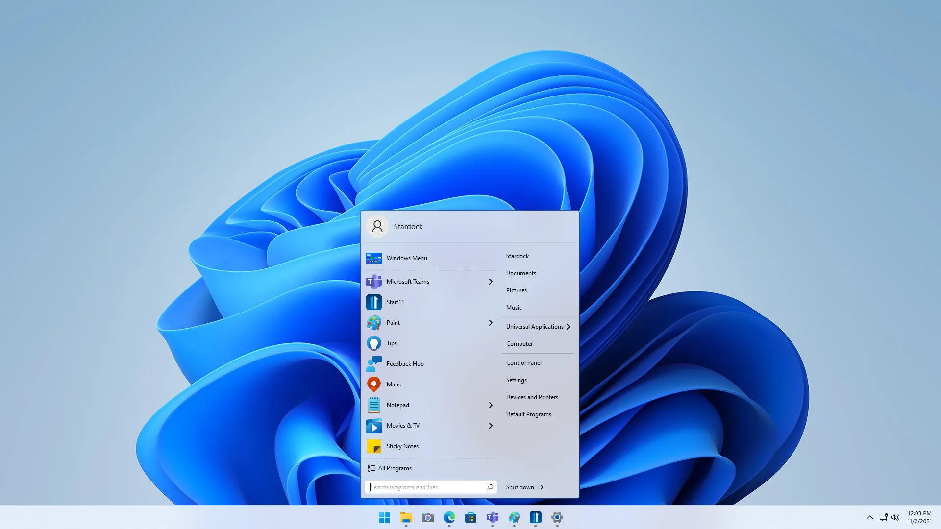 Start Menu của Windows 11 được cá nhân hóa bằng Start11 với giao diện Start Menu kiểu Windows 7