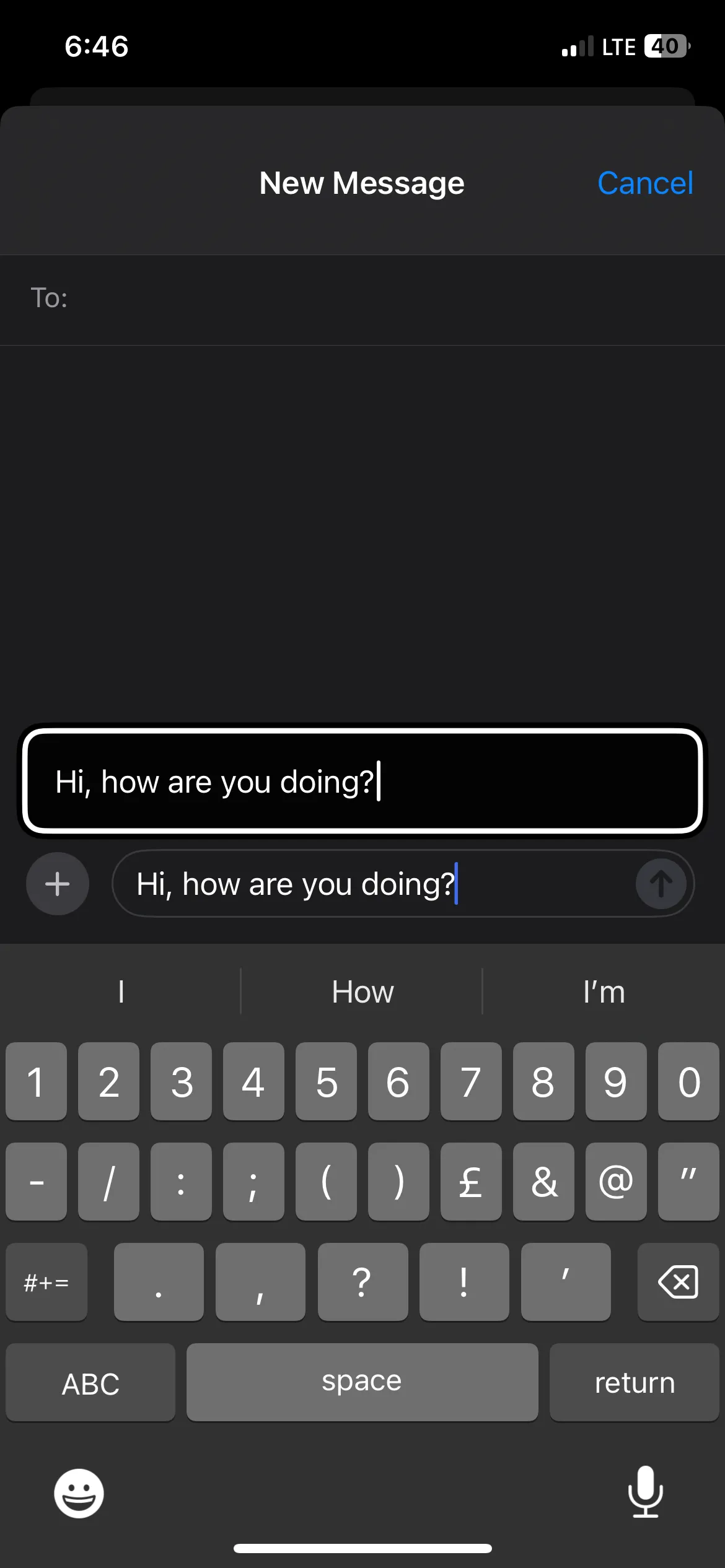 Sử dụng tính năng Gõ lướt (Hover Typing) trên iPhone, hiển thị bản xem trước văn bản lớn hơn khi gõ