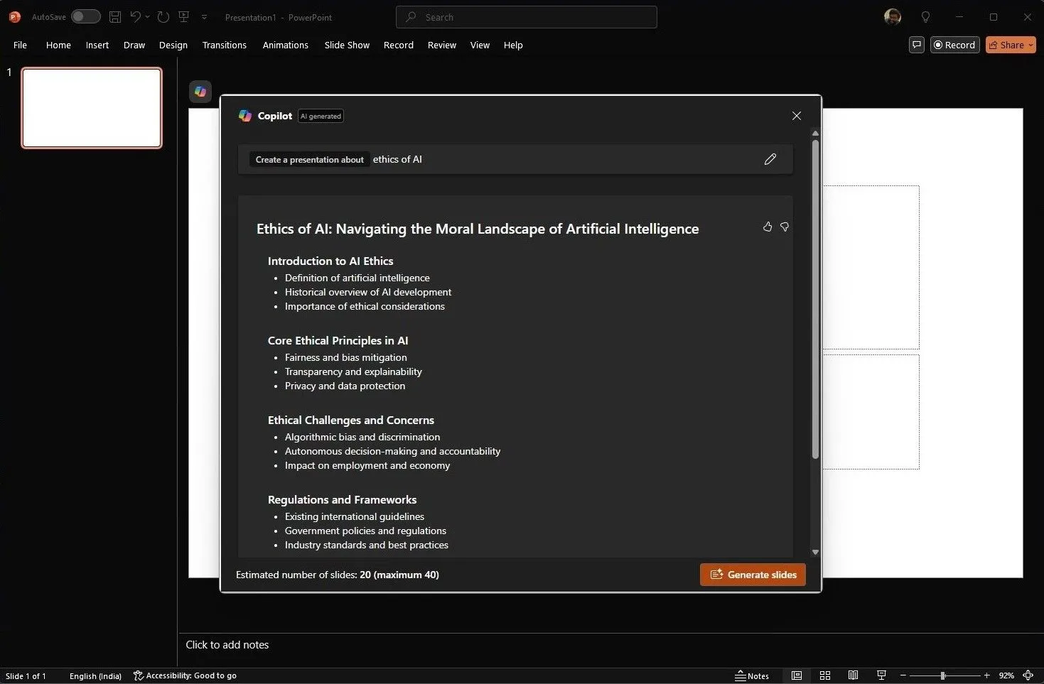 Tạo bài thuyết trình mới bằng Copilot tích hợp trong Microsoft PowerPoint