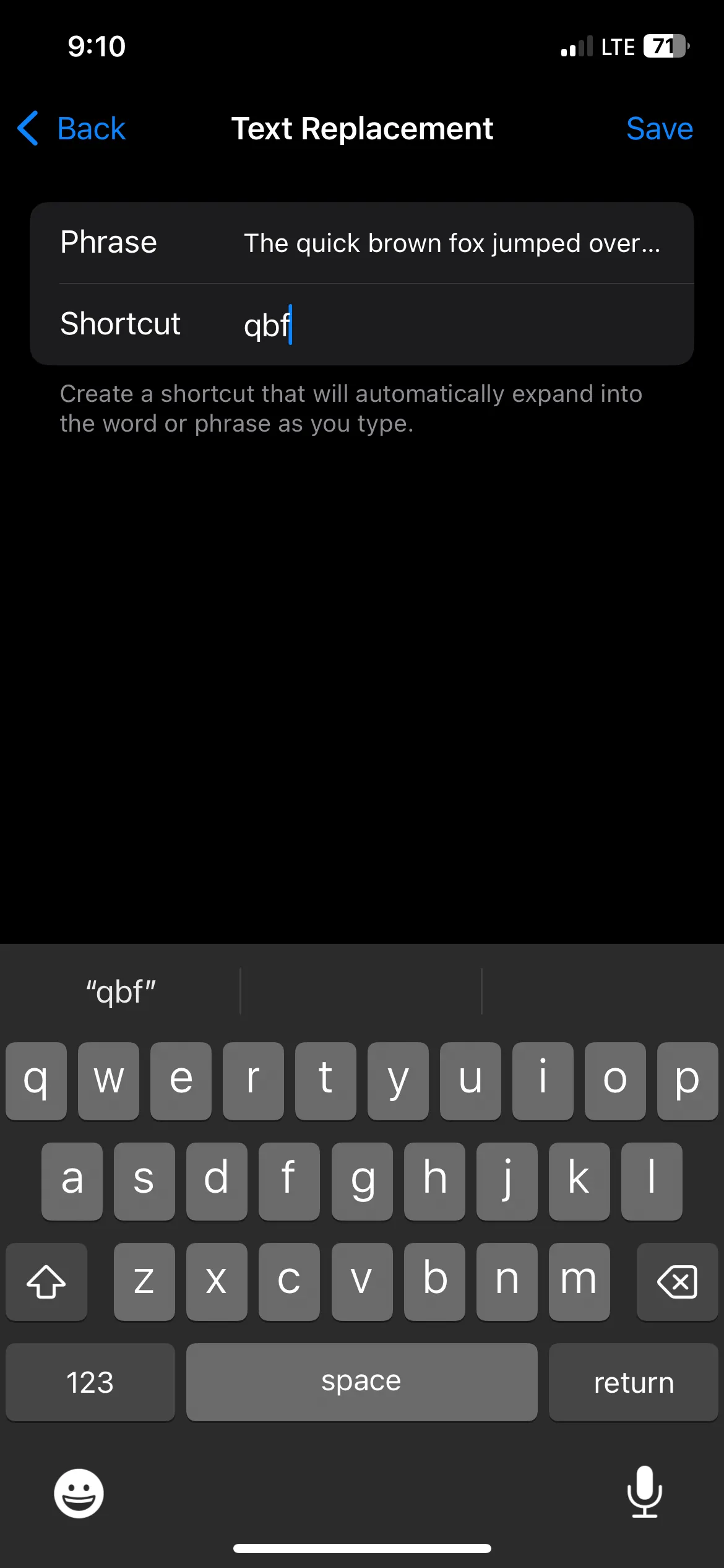 Tạo phím tắt Thay thế văn bản trên iPhone.
