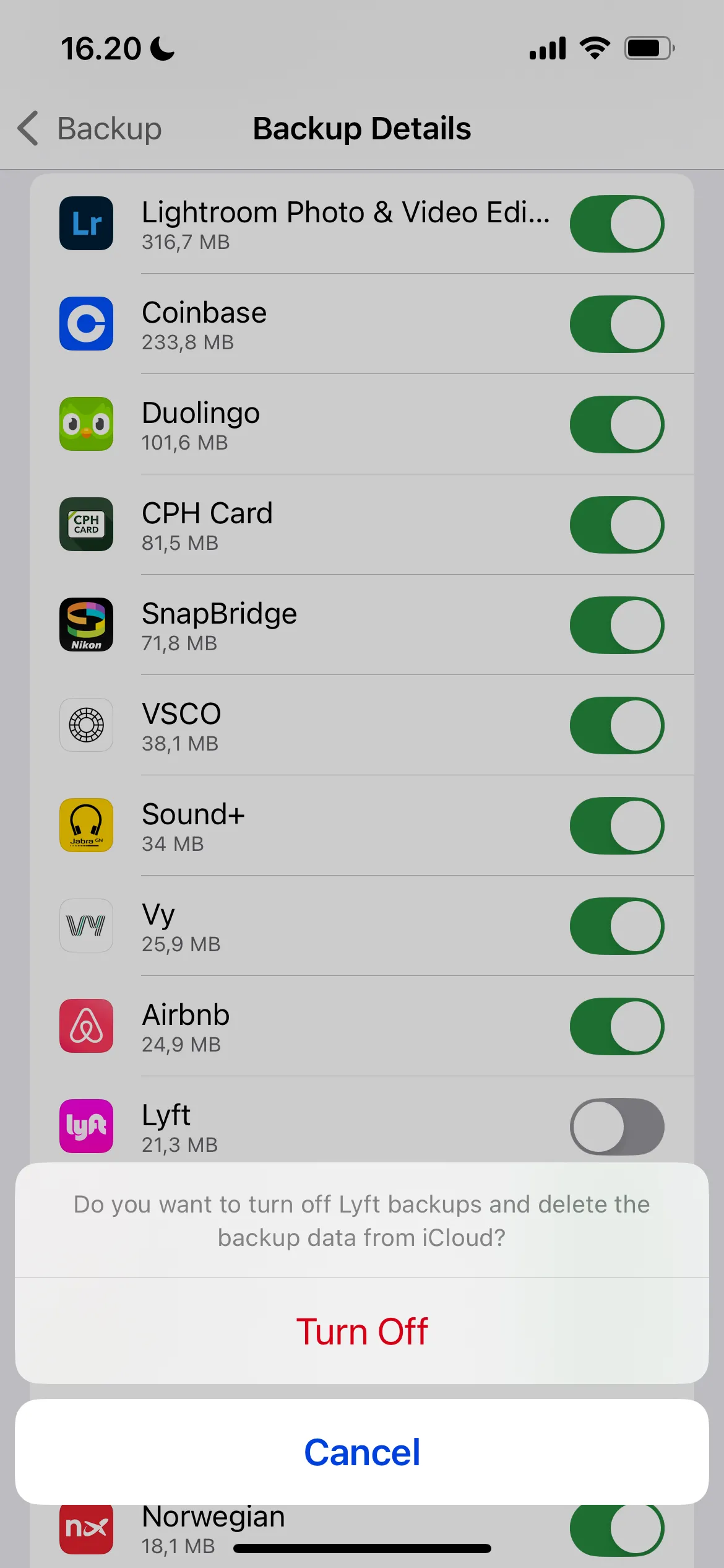 Tắt cài đặt sao lưu iCloud cho từng ứng dụng cụ thể